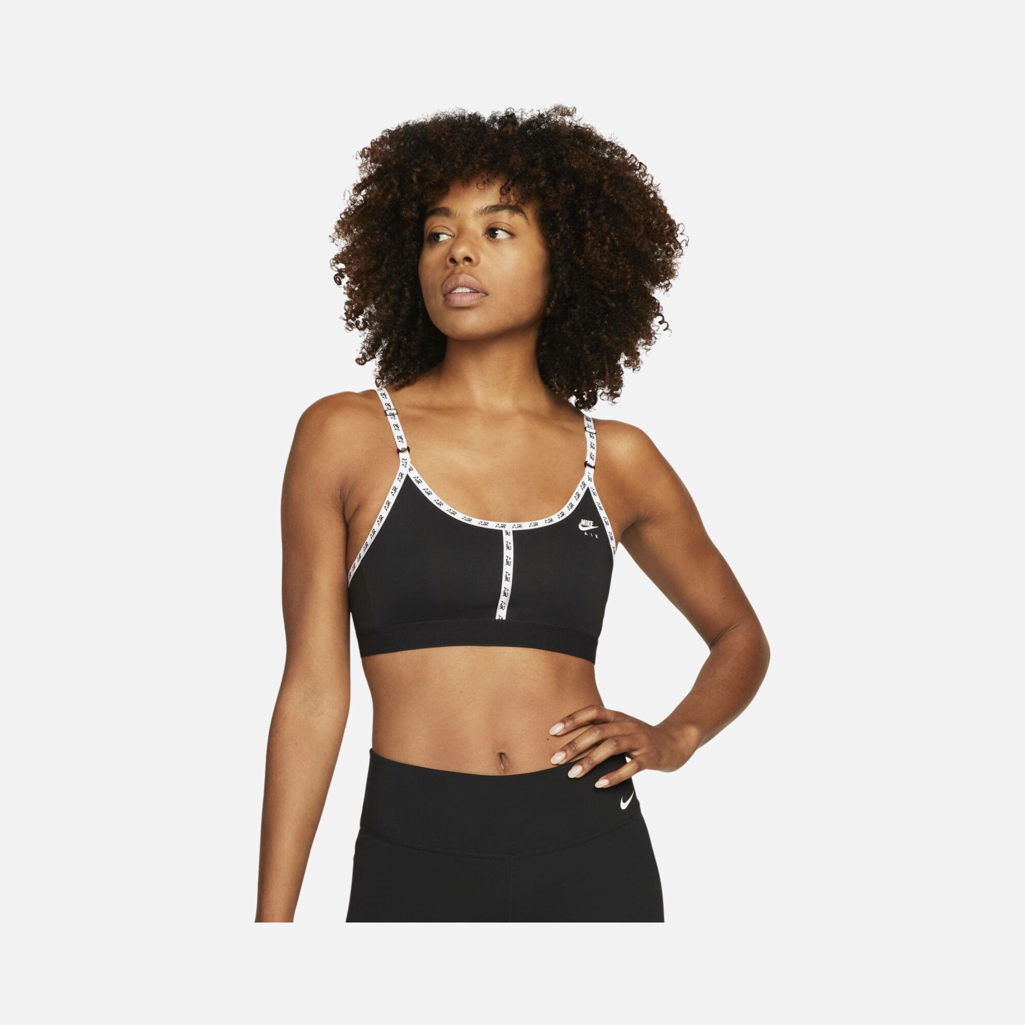 Nike Air Dri-Fit Indy Light-Support Padded Logo Tape Sports Kadın Bra