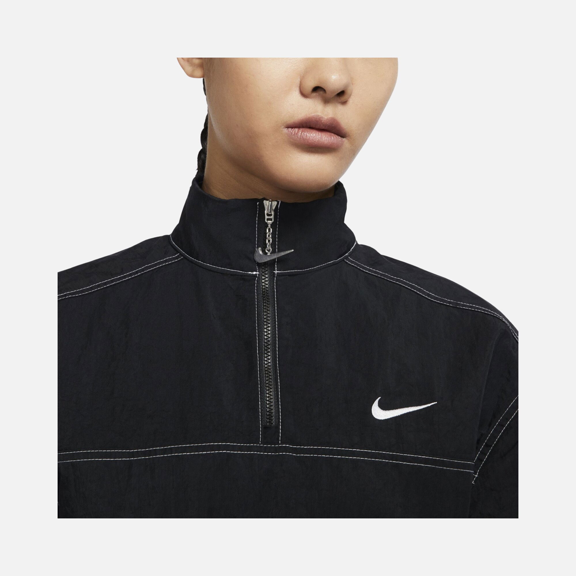 Nike Sportswear Swoosh Woven Half-Zip Short-Sleeve Kadın Elbise