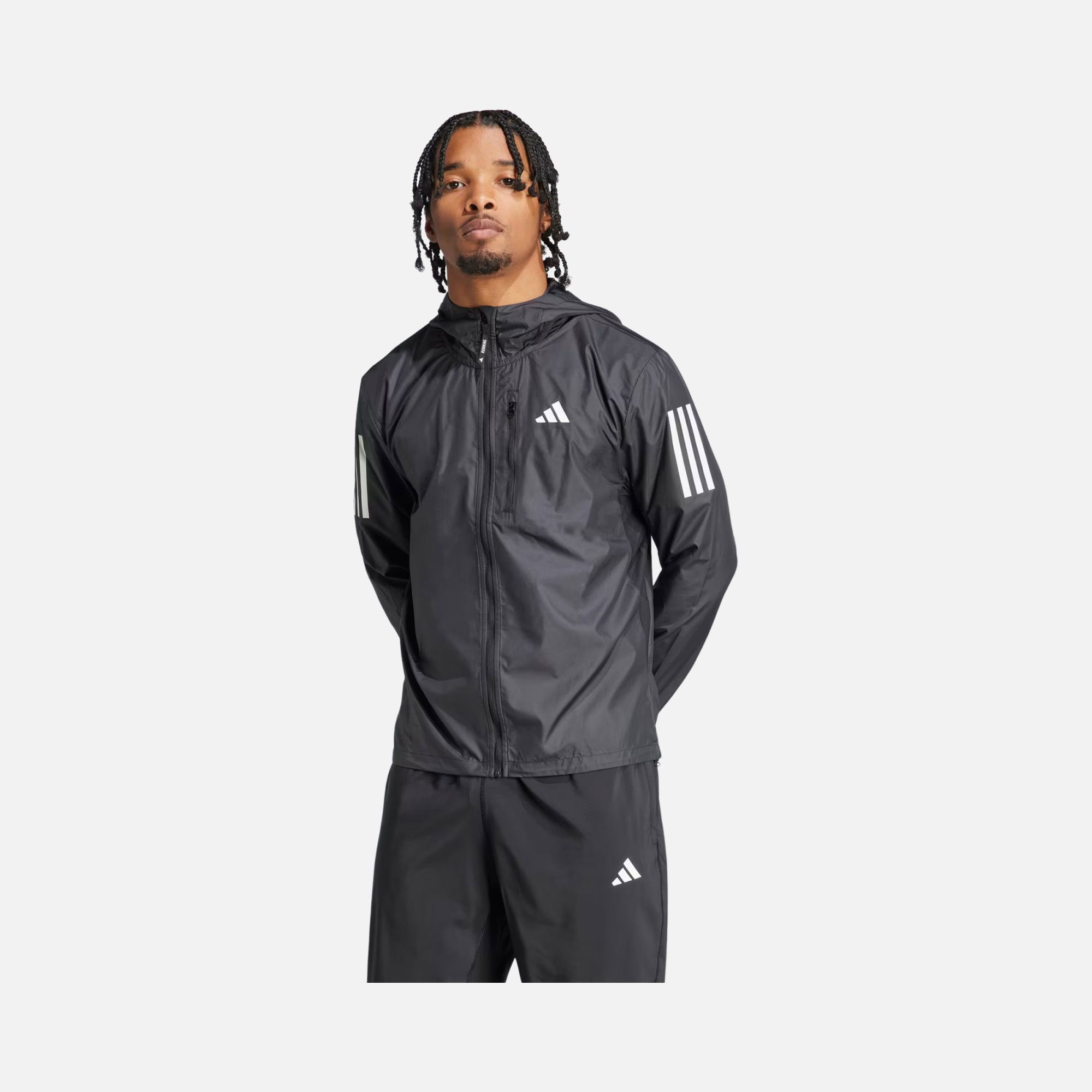 adidas Own the Running 3-Stripes Full-Zip Hoodie Erkek Ceket