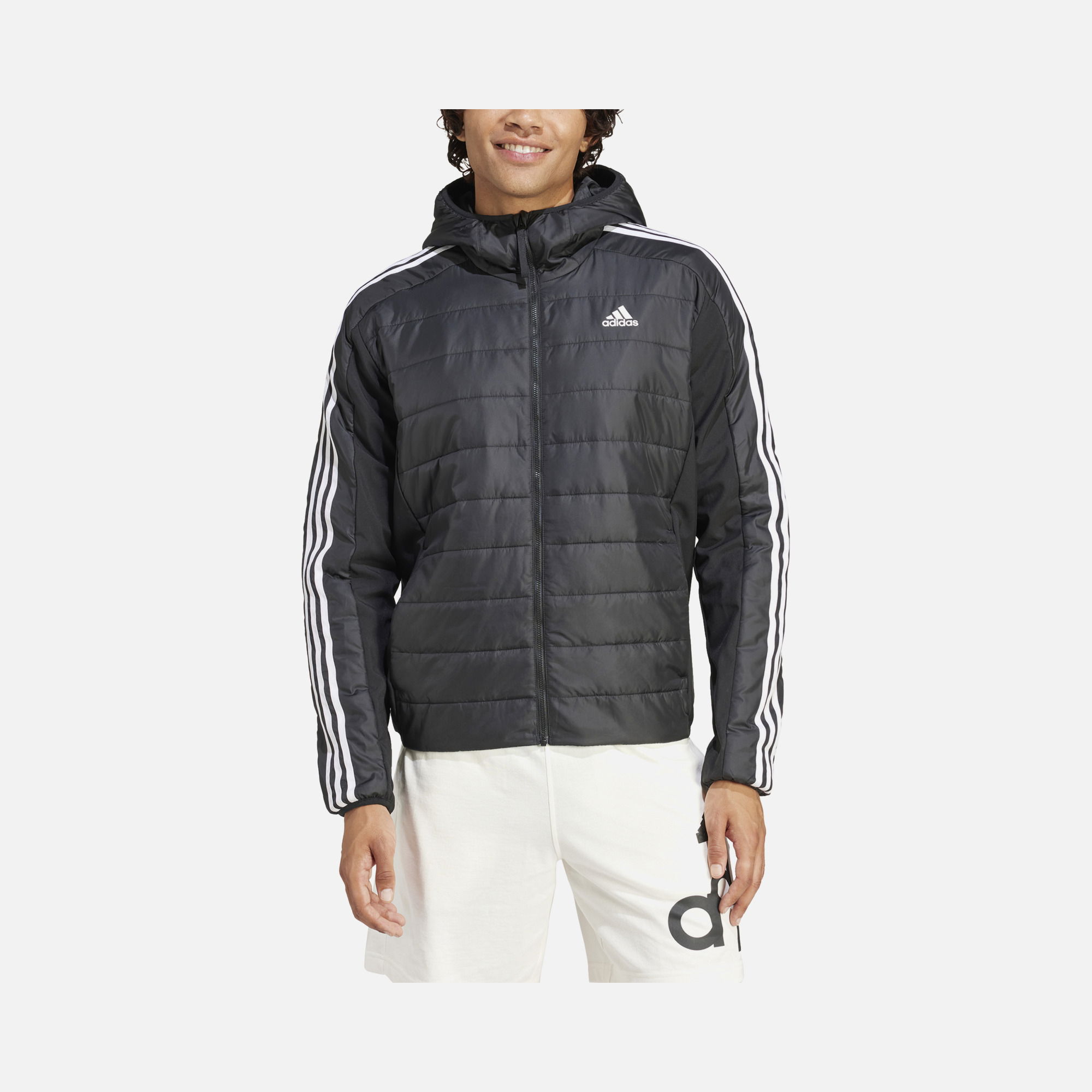 adidas Essentials 3-Stripes Insulated Hybrid Full-Zip Hoodie Erkek Ceket