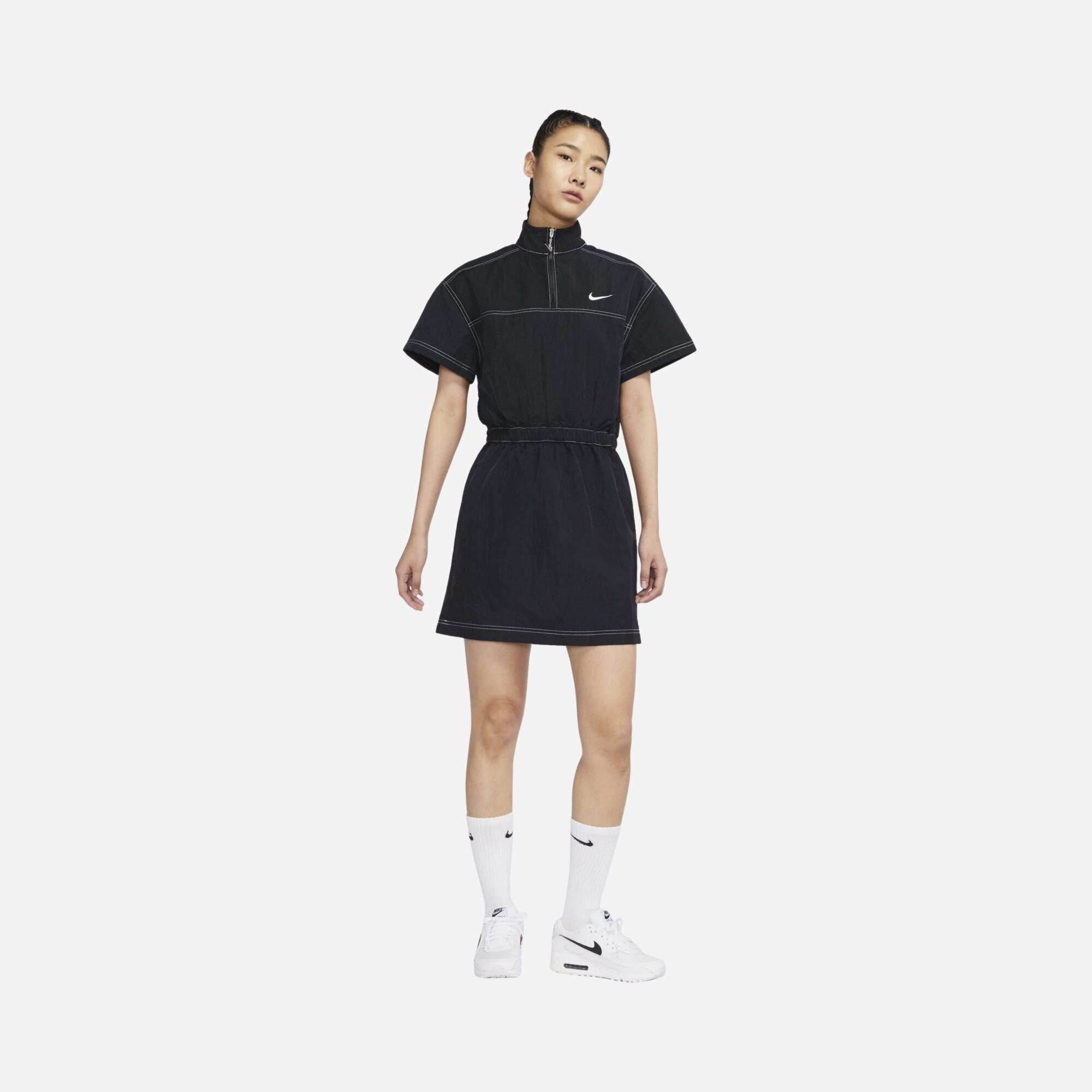 Nike Sportswear Swoosh Woven Half-Zip Short-Sleeve Kadın Elbise