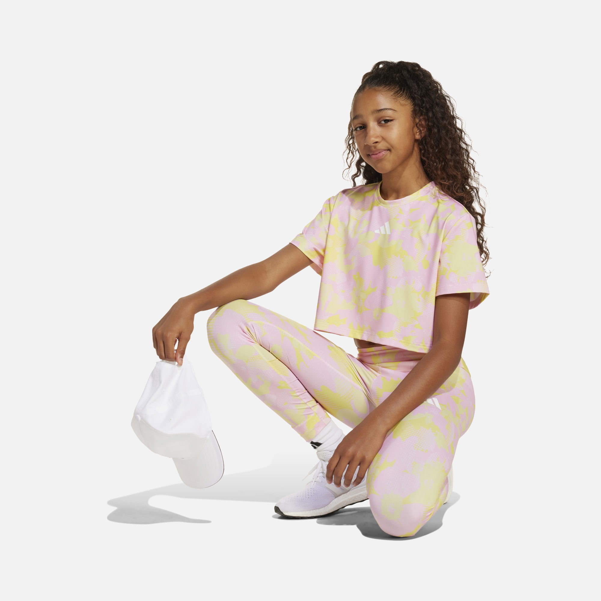 adidas Climacool Train Essentials All Over Printed Flower Cropped Gym & Training Short-Sleeve (Girls') Çocuk Tişört