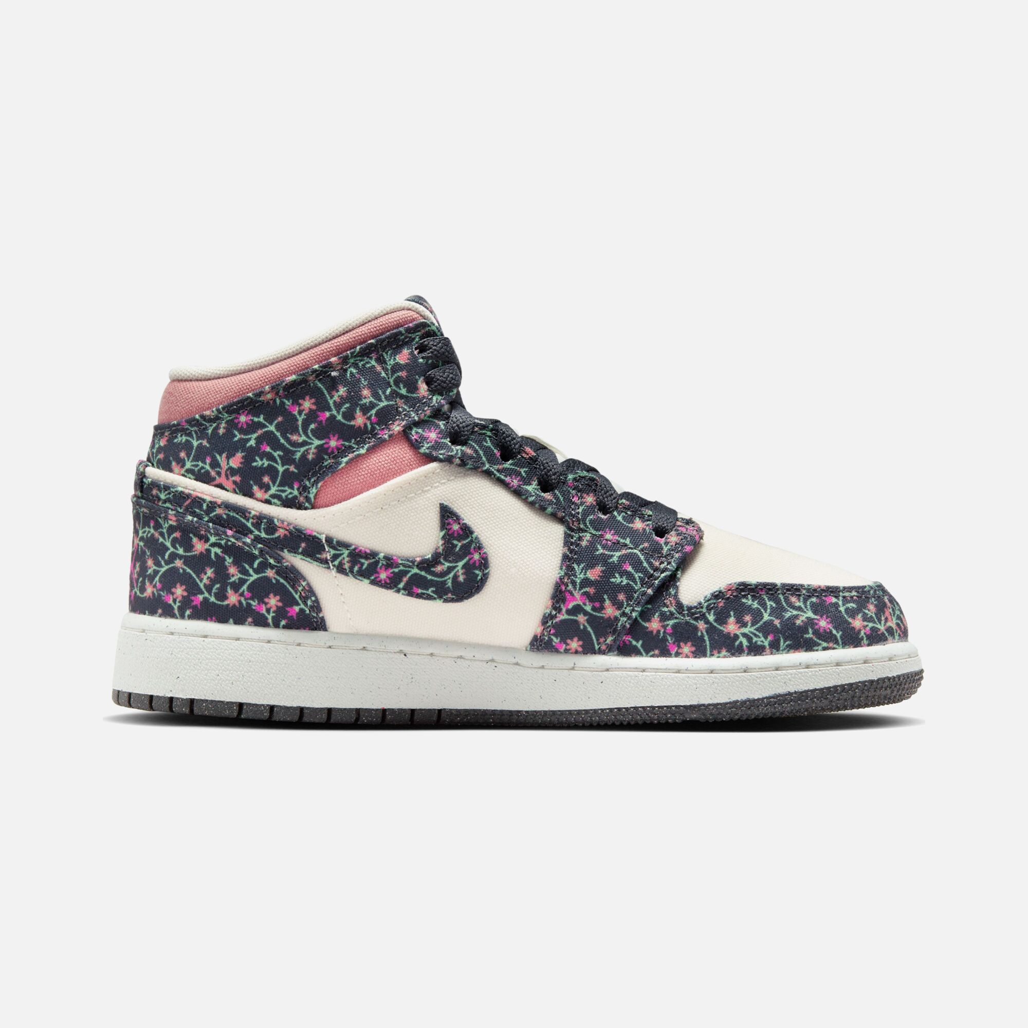 Nike Air Jordan 1 Mid SE ''Floral Canvas Details'' (GS) Spor Ayakkabı