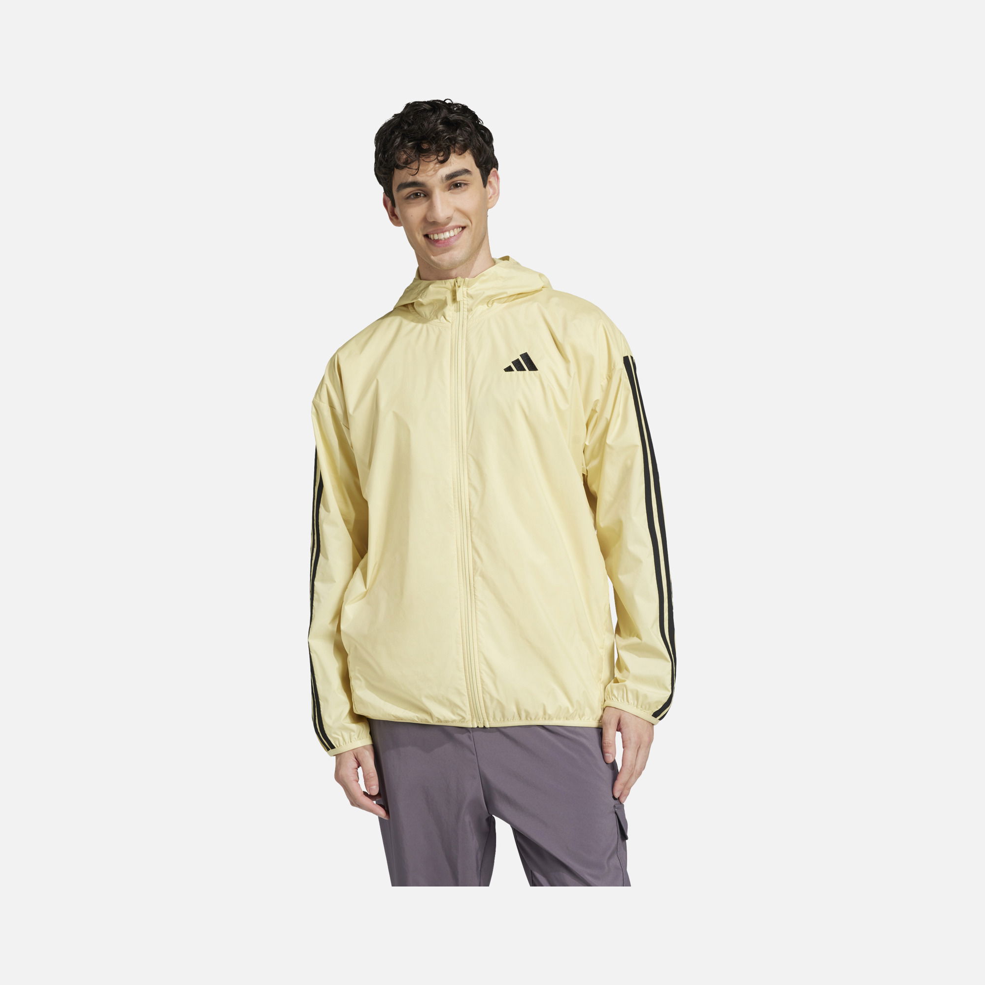 adidas Essentials 3-Stripes Windbreaker Full-Zip Adjustable Hooded Erkek Ceket