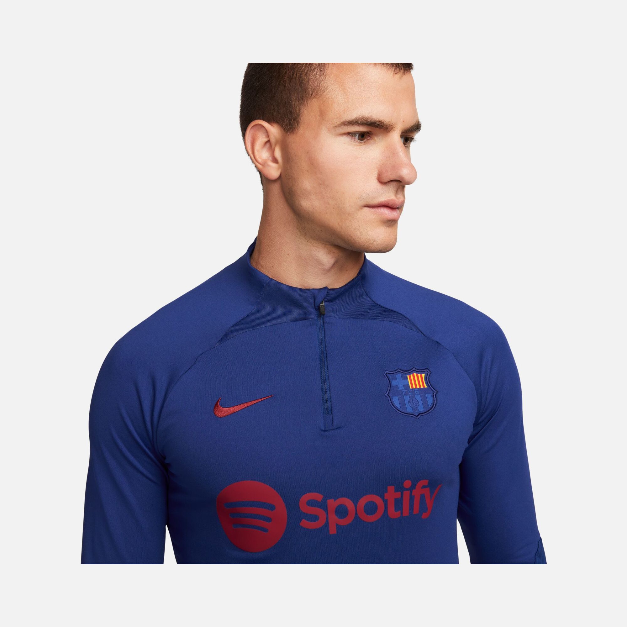 Nike FC Barcelona Dri-Fit Strike Football Drill 1/2-Zip Long-Sleeve Erkek Tişört