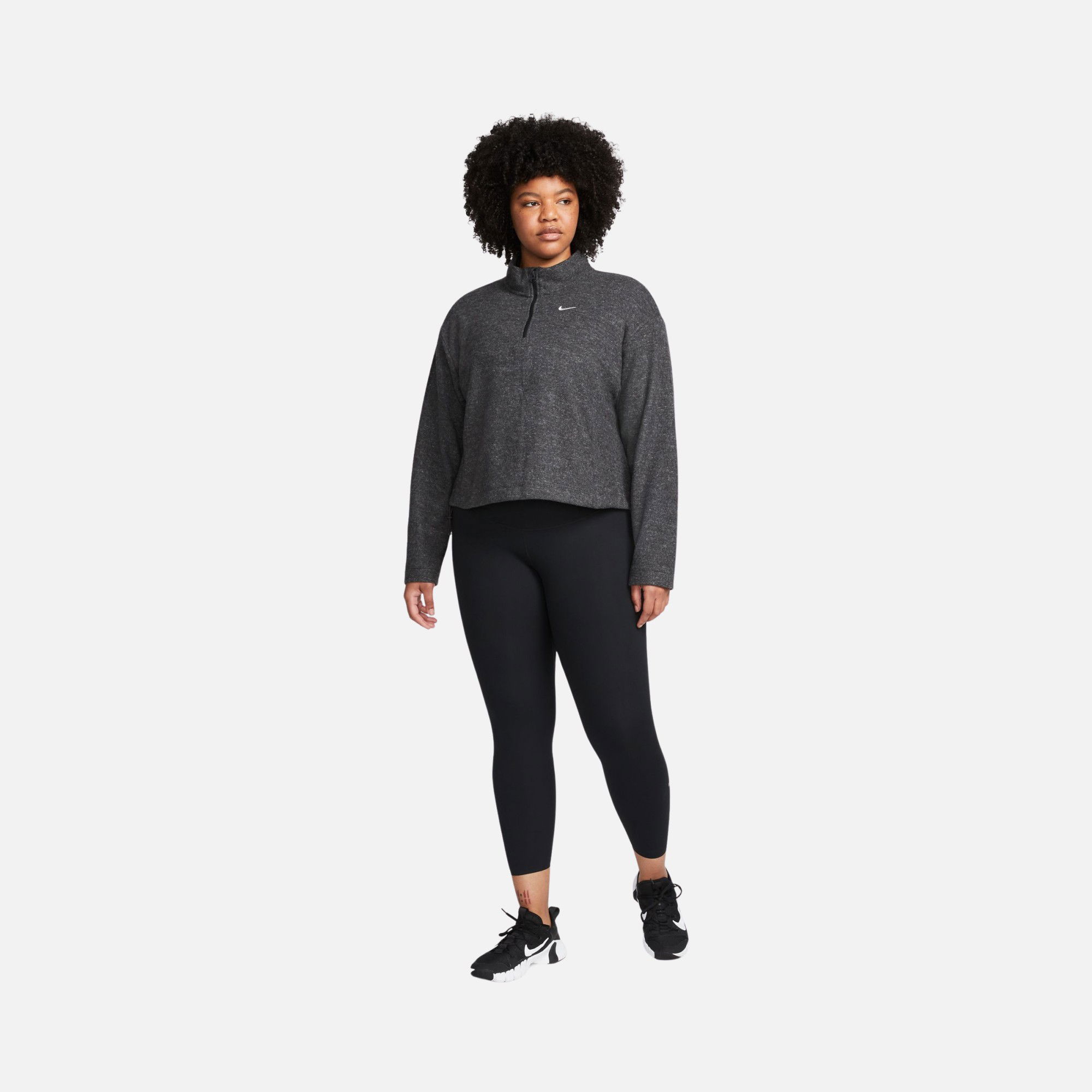 Nike Therma-Fit Training 1/2-Zip Long-Sleeve (Plus Size) Kadın Tişört