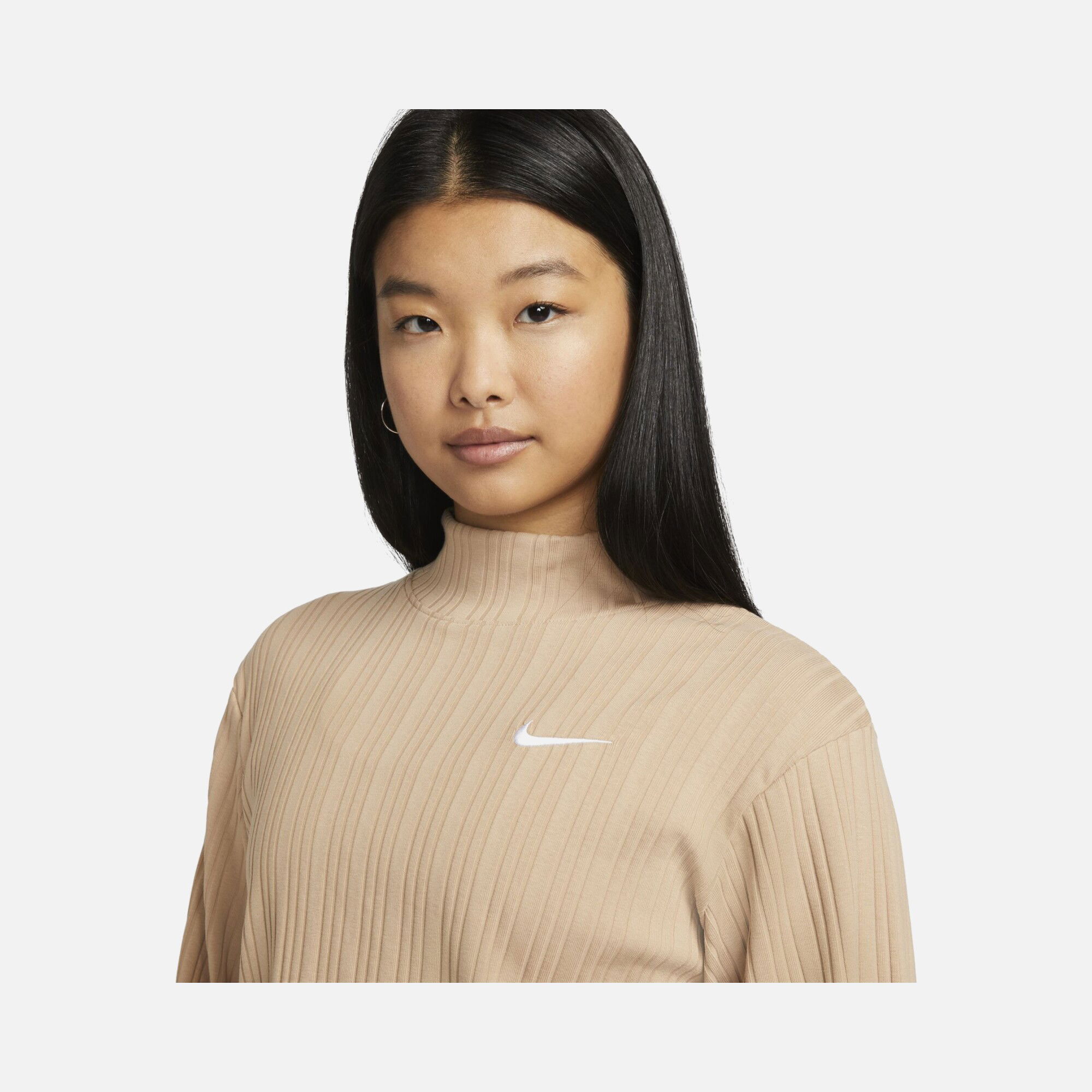 Nike Sportswear Ribbed Jersey Wide Long-Sleeve Kadın Tişört