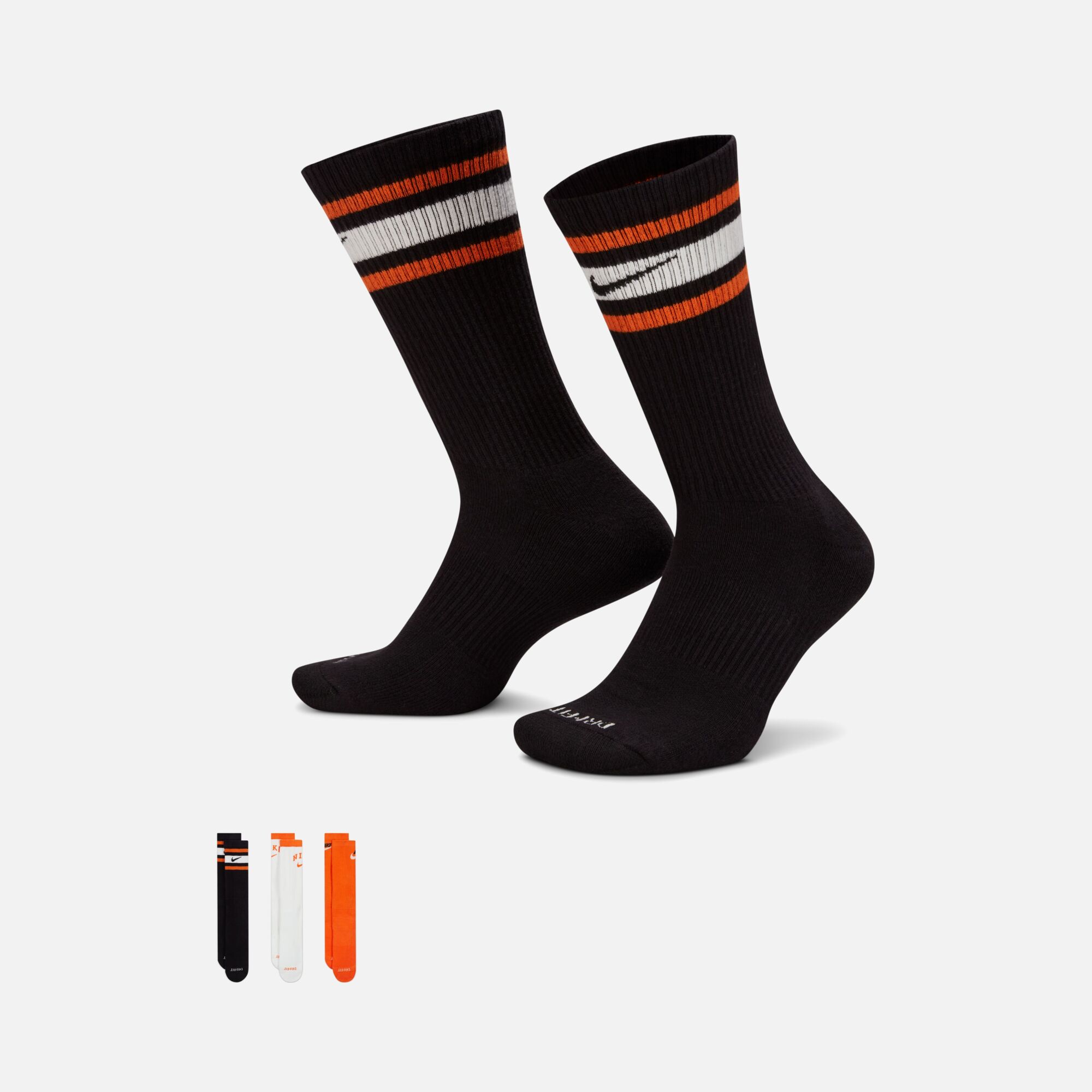 Nike Dri-Fit Everyday Plus Cushioned Crew Retro Style Atlethic Training (3 Pairs) Unisex Çorap