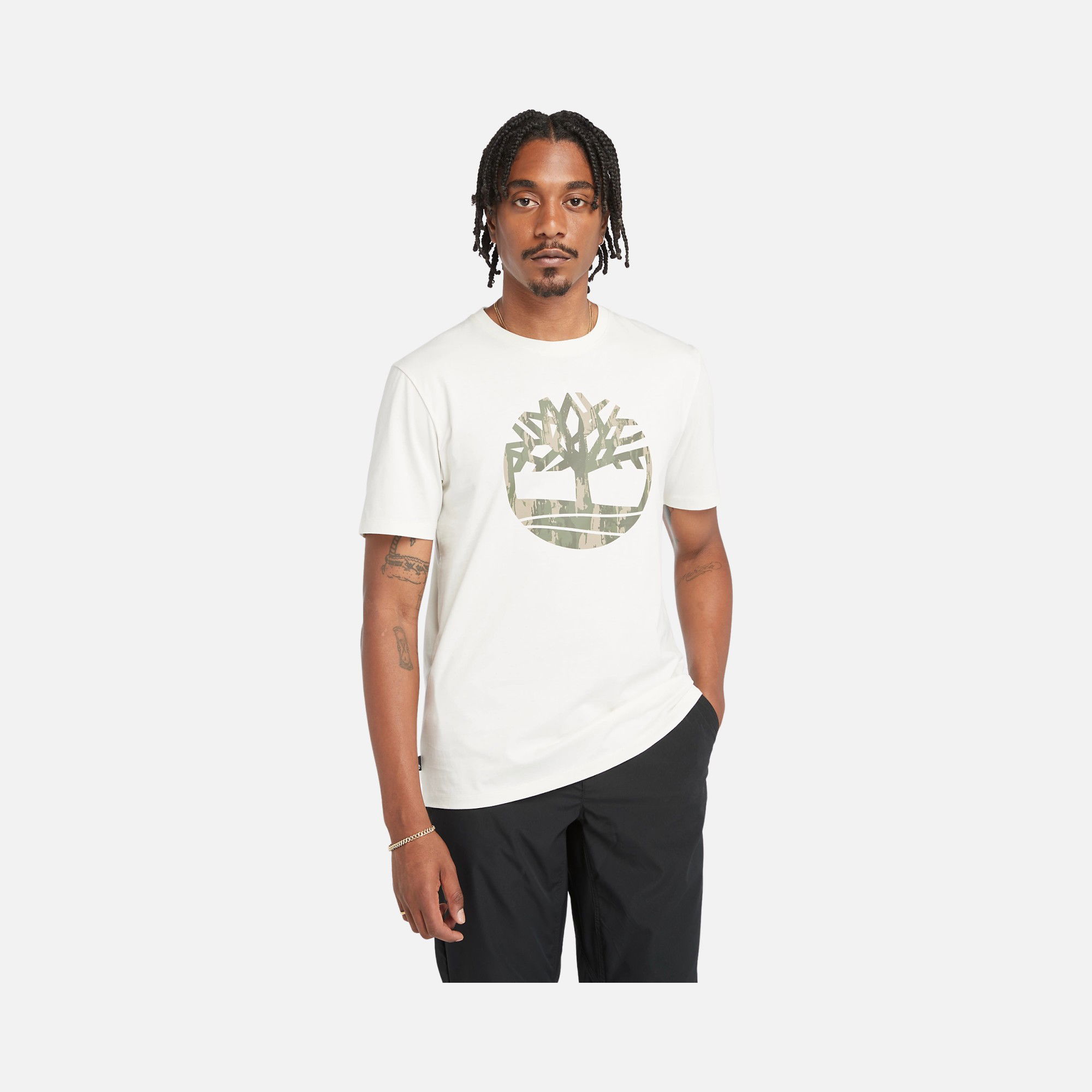 Timberland Sportswear Camouflage Tree Logo Graphic SS24 Short-Sleeve Erkek Tişört