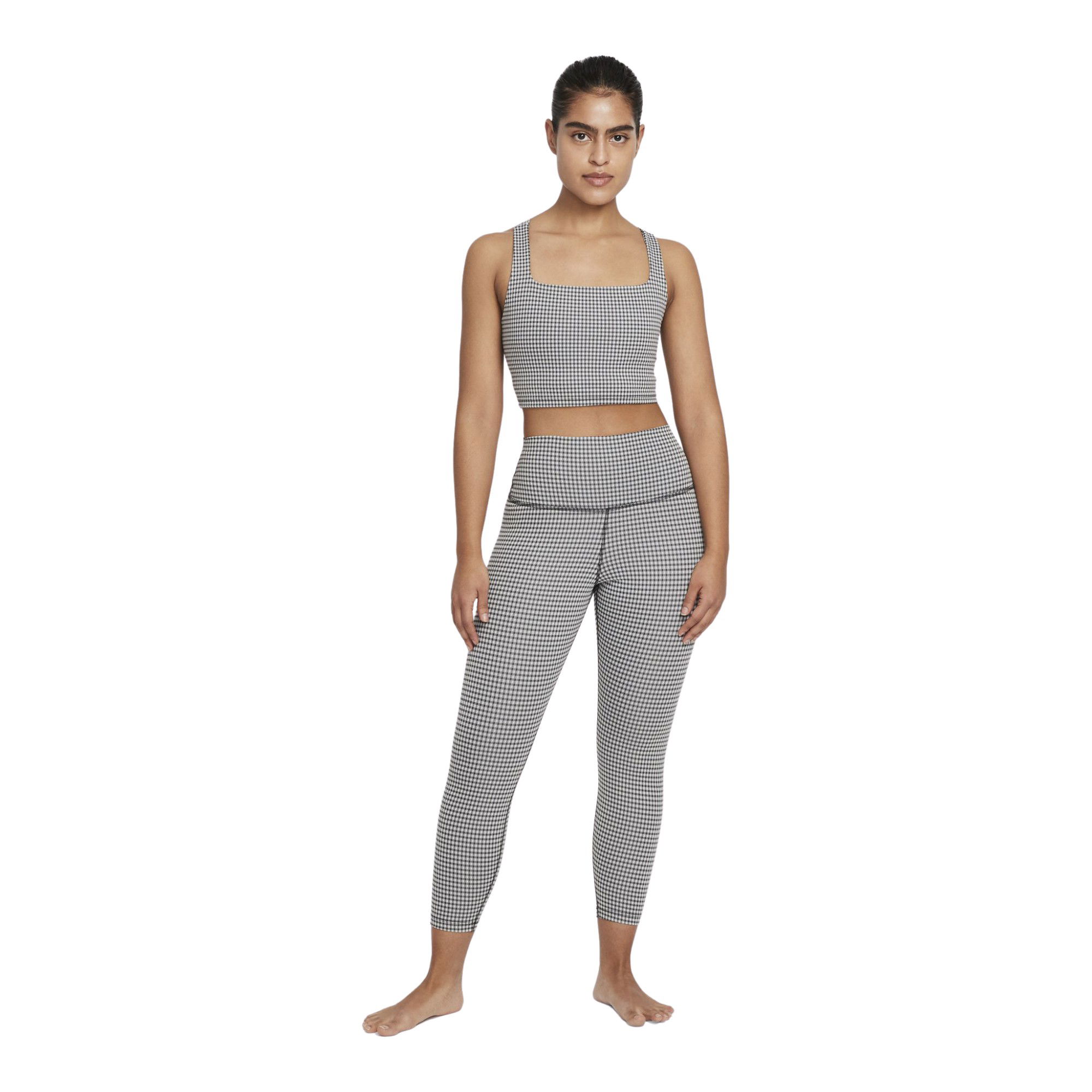 Nike Yoga High-Waisted Crop Gingham Leggings Kadın Tayt