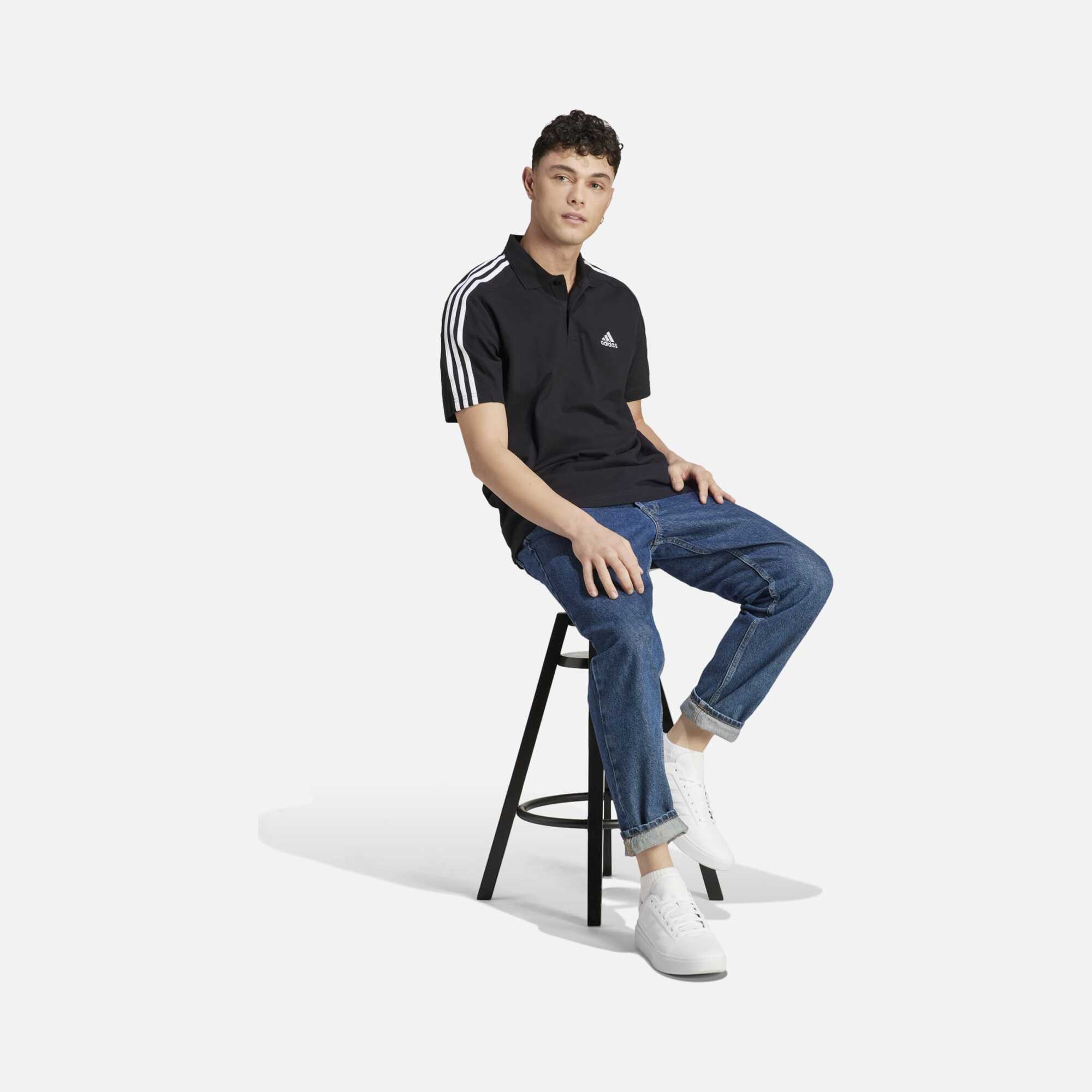 adidas Essentials Piqué Embroidered Small Logo 3-Stripes Polo Short-Sleeve Erkek Tişört