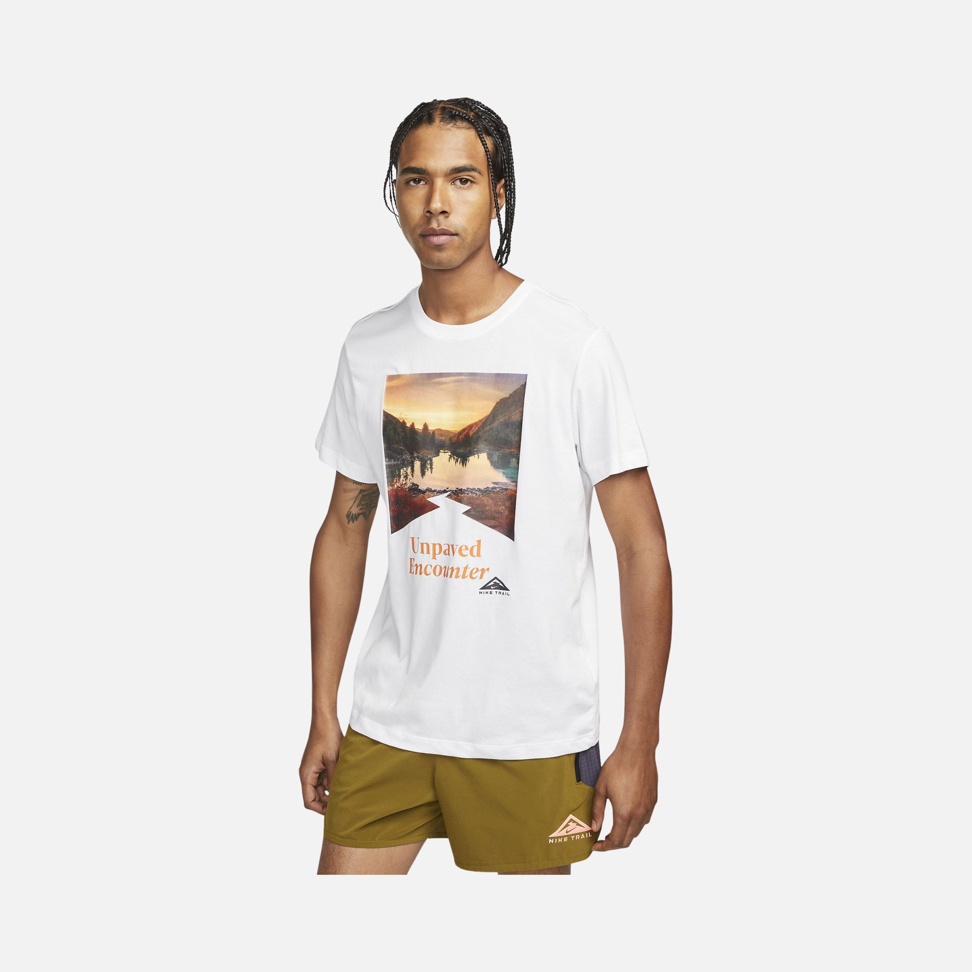 Nike Dri-Fit Trail Print Running Short-Sleeve Erkek Tişört