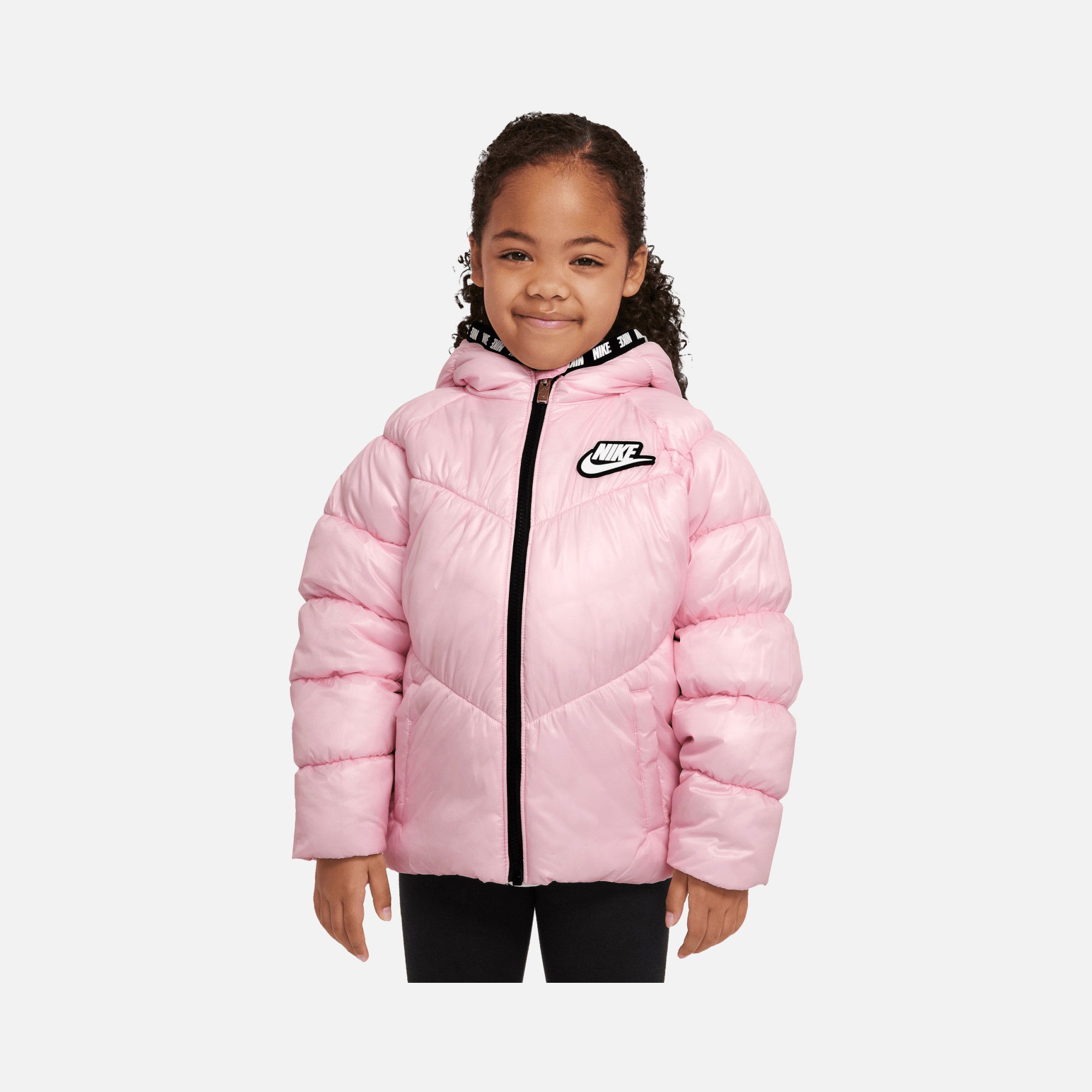 Nike Sportswear Chevron Cinched Puffer Full-Zip Hoodie (Girls') Çocuk Mont