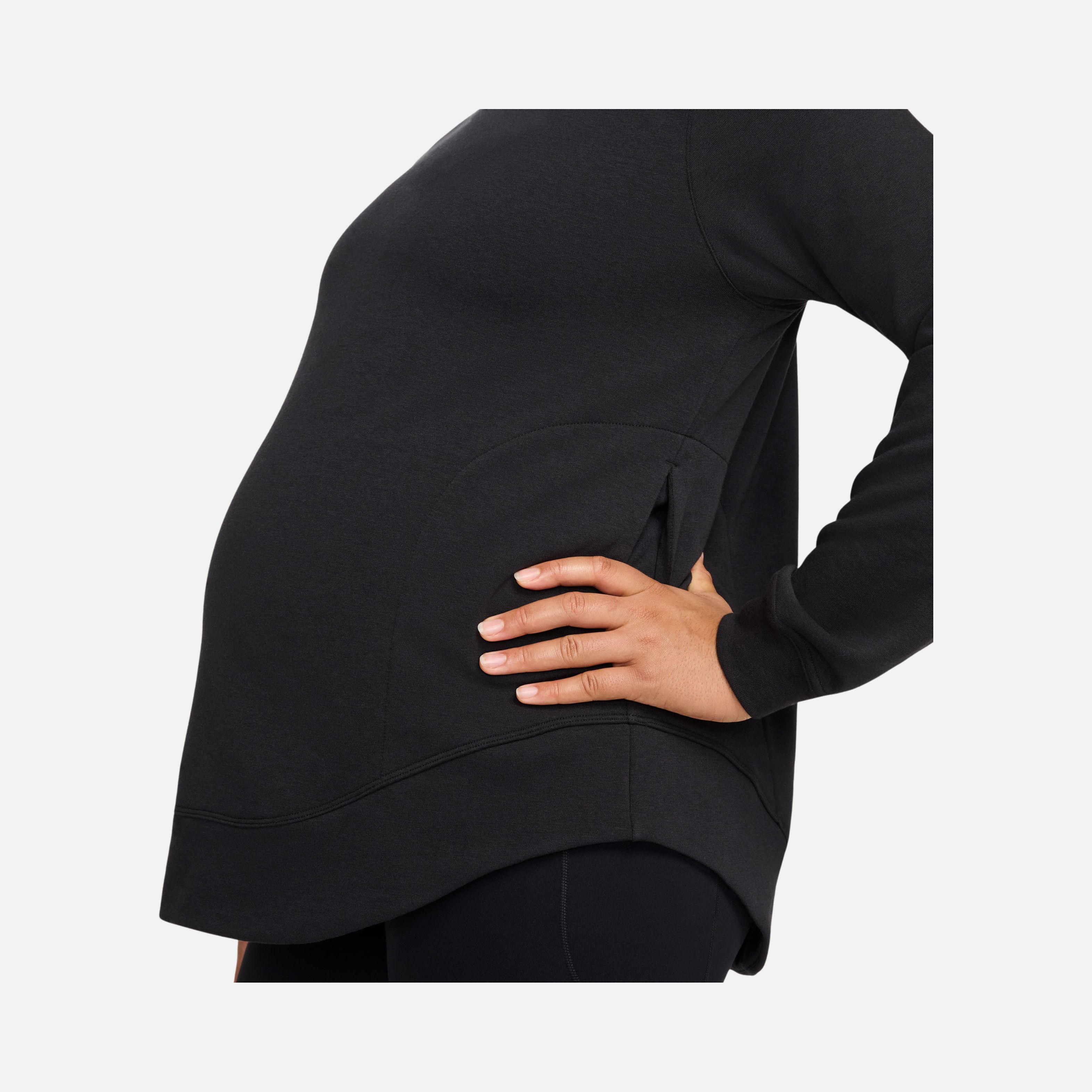 Nike One Reversible French Terry Pullover Full Length Slit Long-Sleeve Training (Maternity) Kadın Tişört
