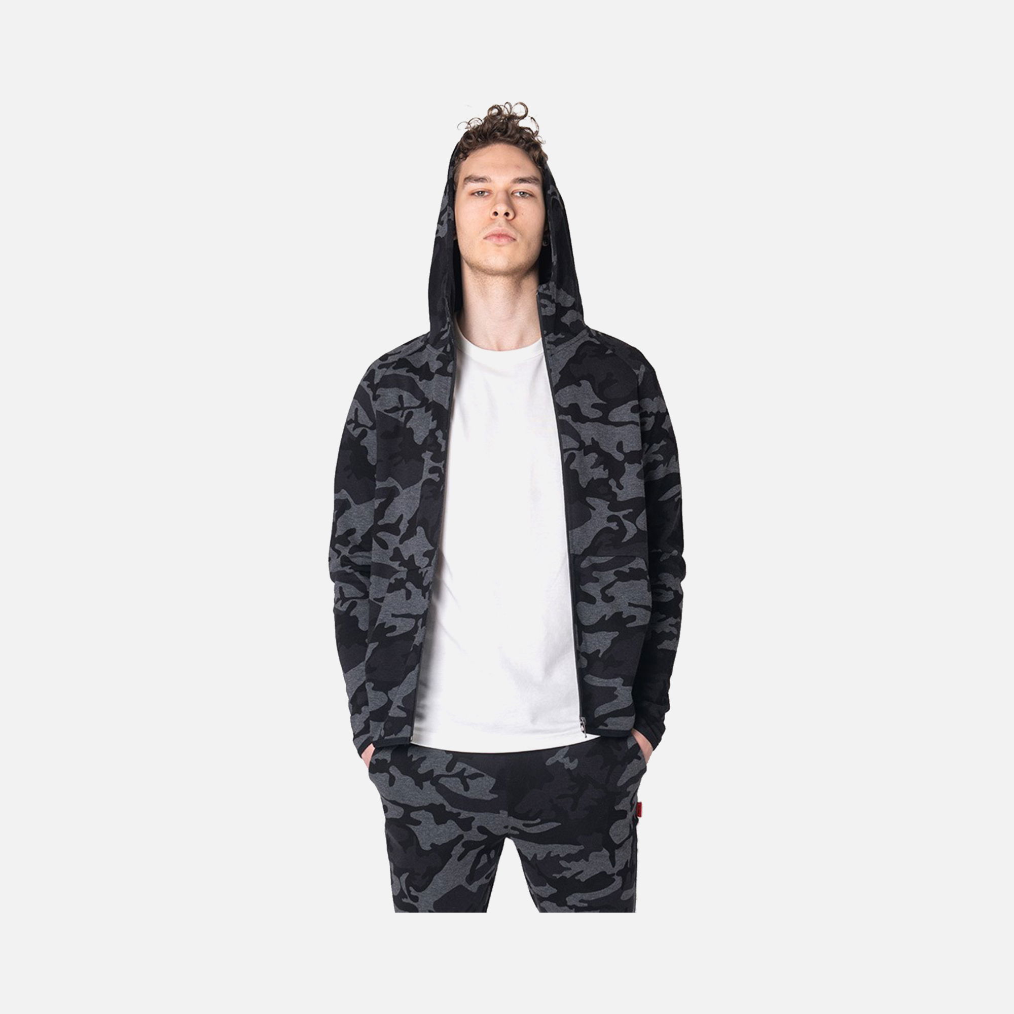 John Frank Identity Camouflage Full-Zip Hoodie Erkek Sweatshirt
