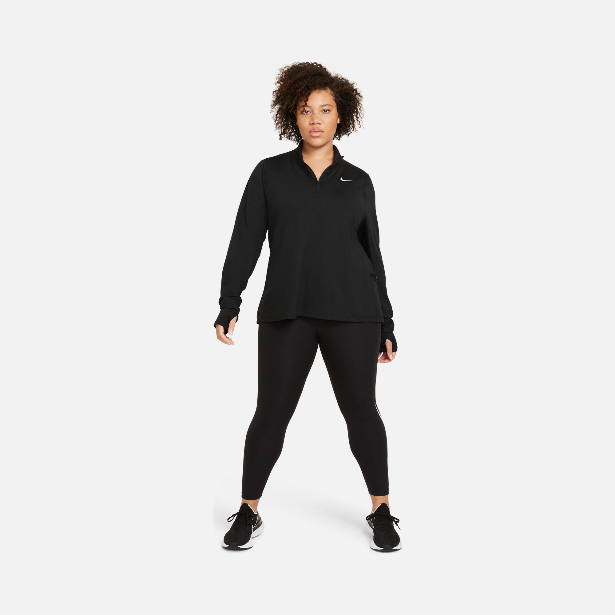 Nike Element Running 1/2-Zip Long-Sleeve (Plus-Size) Kadın Tişört