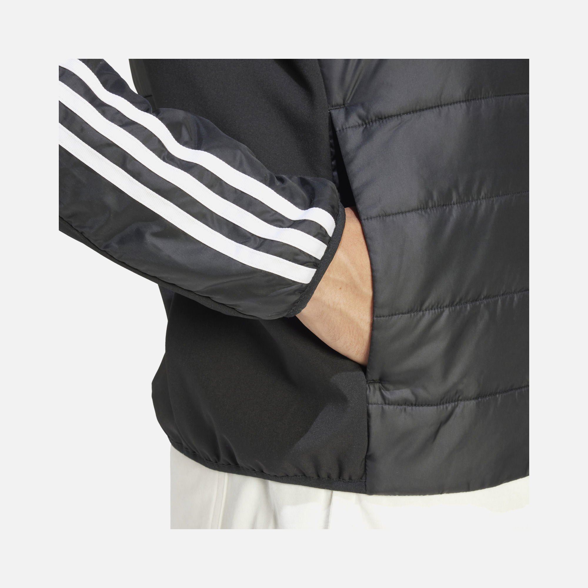 adidas Essentials 3-Stripes Insulated Hybrid Full-Zip Hoodie Erkek Ceket