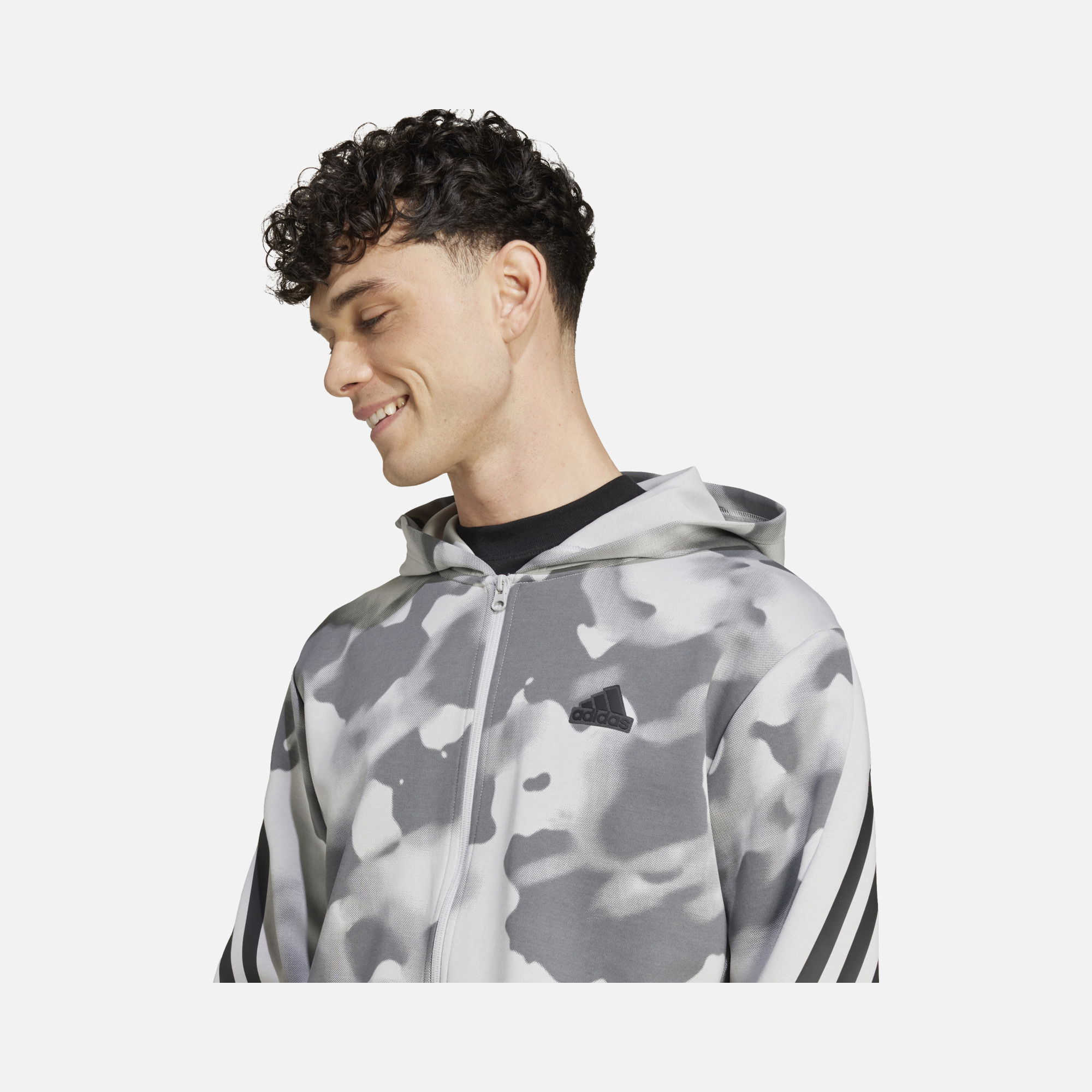 adidas Future Icons 3-Stripes Allover Print Full-Zip Hoodie Erkek Sweatshirt