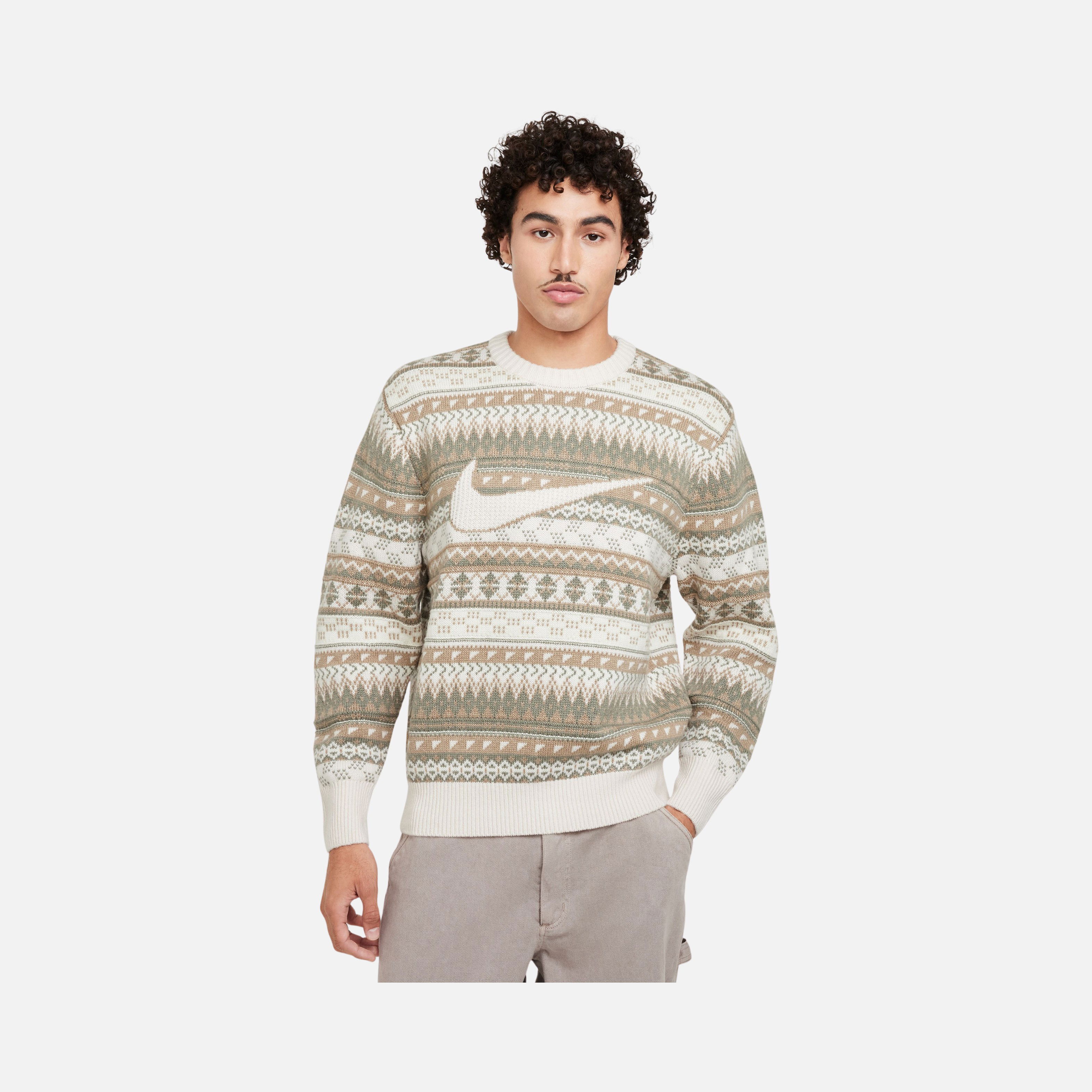 Nike Life Fair Isle Swoosh Crew ''Wool Jacquard Fabric'' Long-Sleeve Erkek Kazak