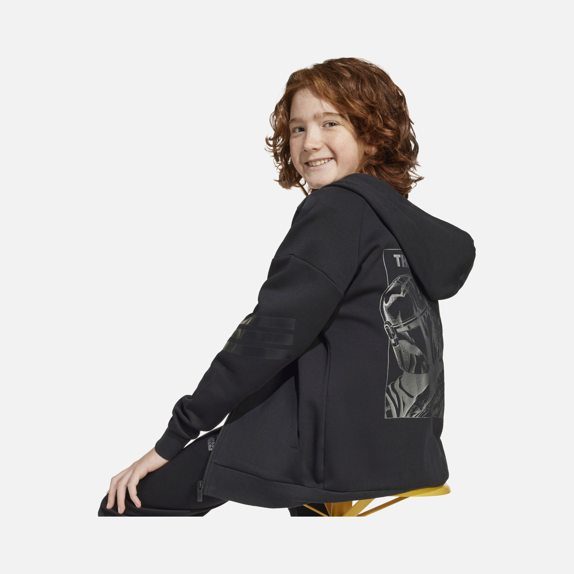 adidas Star Wars Mandalorian Printed 3-Stripes Full-Zip Hooded Çocuk Sweatshirt