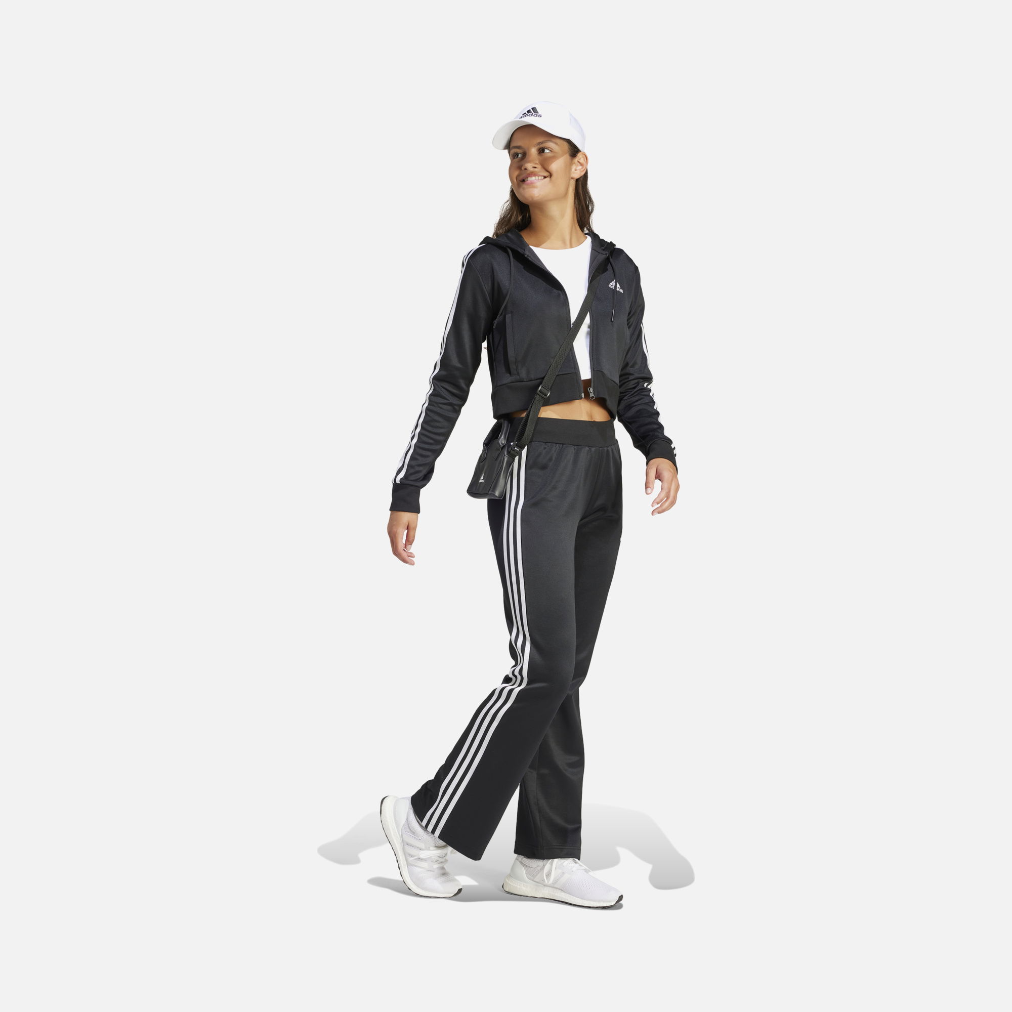 adidas Sportswear Glam Crop Length Top Full-Zip Hoodie Kadın Eşofman Takımı