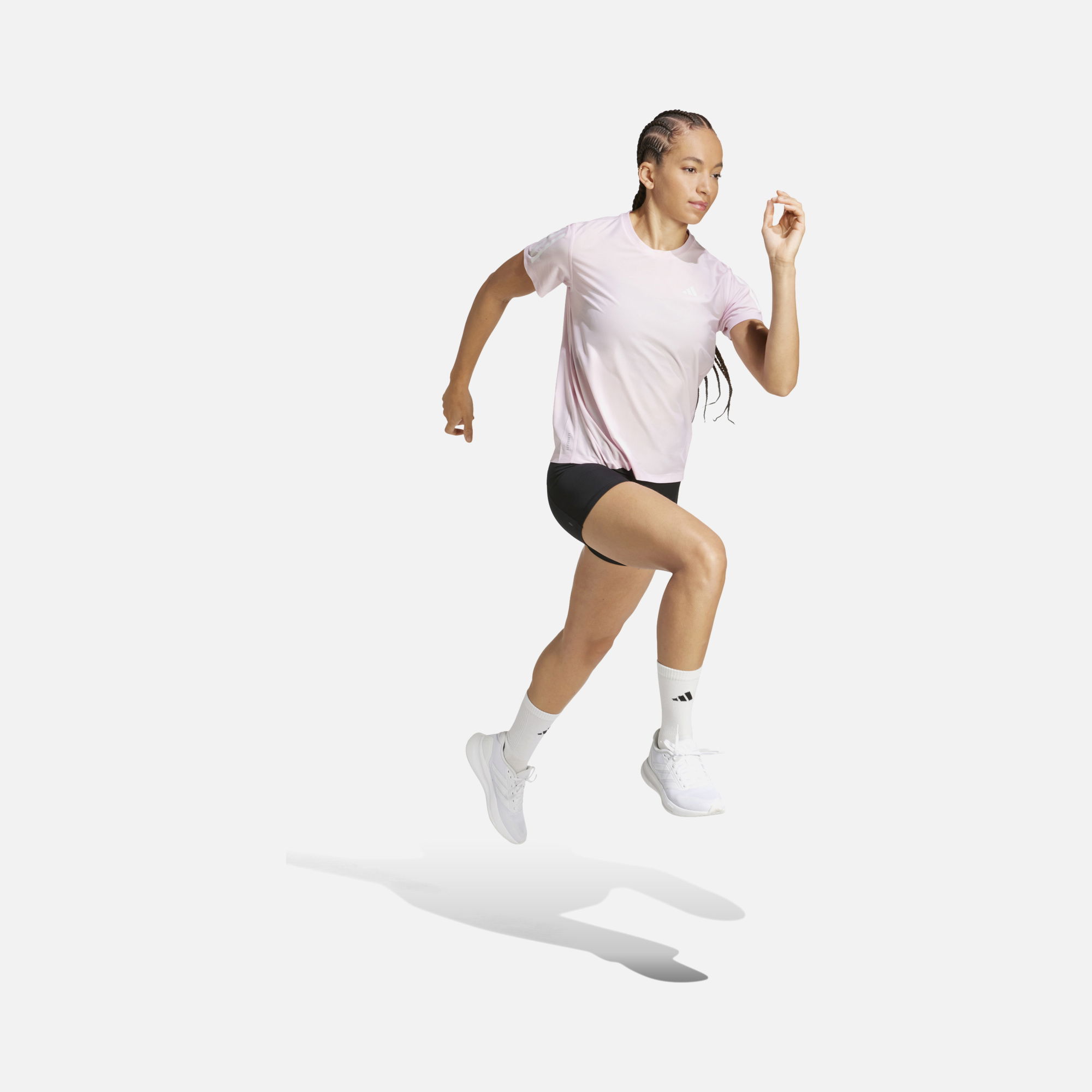 adidas AEROREADY Run Own The 3-Stripes Crew Neck Running Short-Sleeve Kadın Tişört