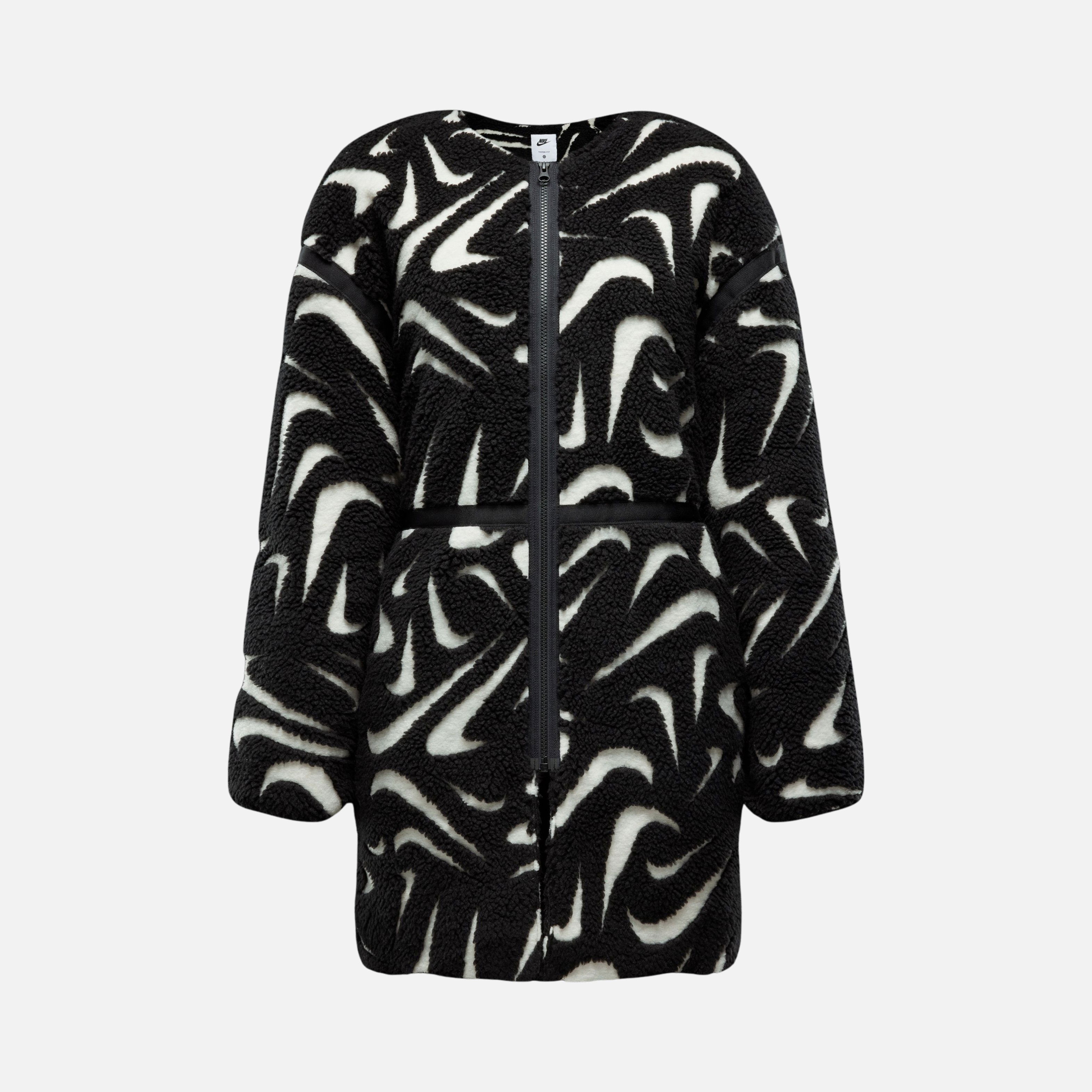 Nike Sportswear Cozy Long-Haired All-Over Swoosh Logo Lined Loose Full-Zip Kadın Ceket