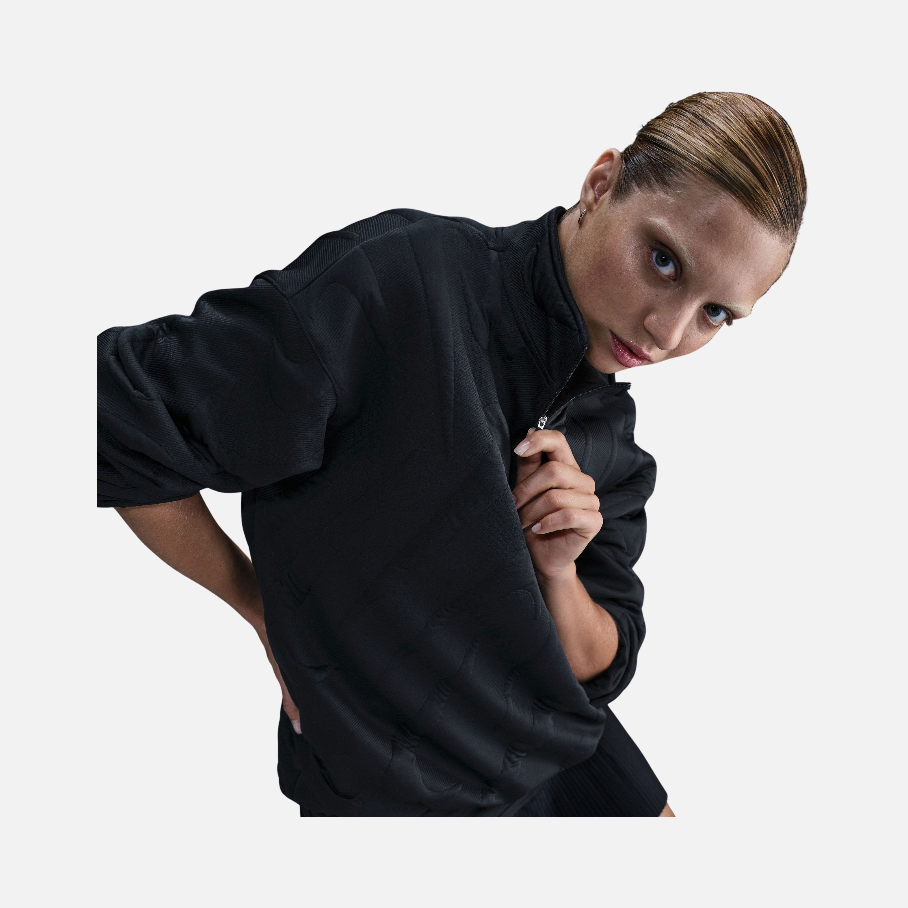 Nike Sportswear Collection Oversized Cosy 1/4-Zip Logo Jersey Lined Kadın Sweatshirt