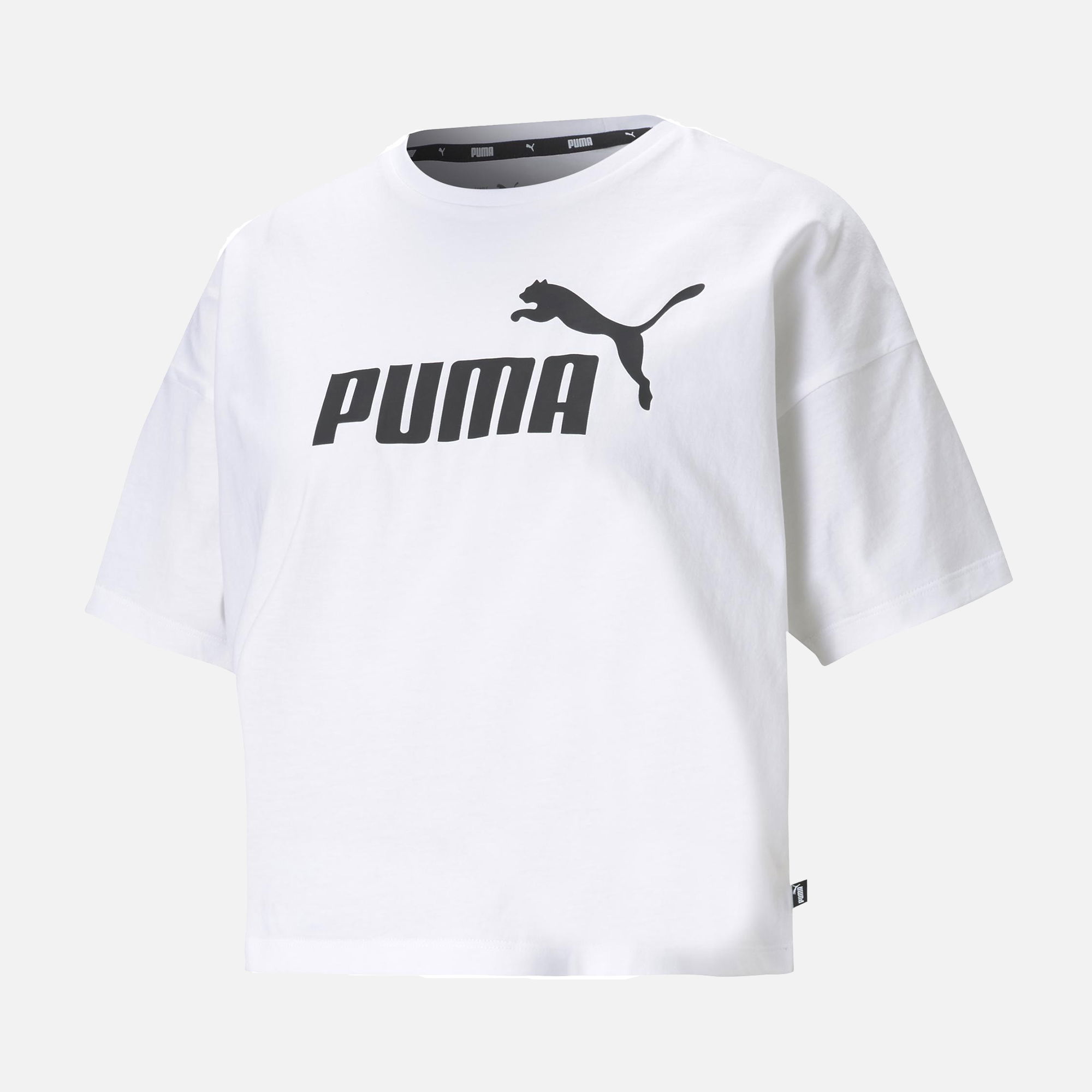 Puma Sportswear Essentials Logo Cropped Short-Sleeve Kadın Tişört