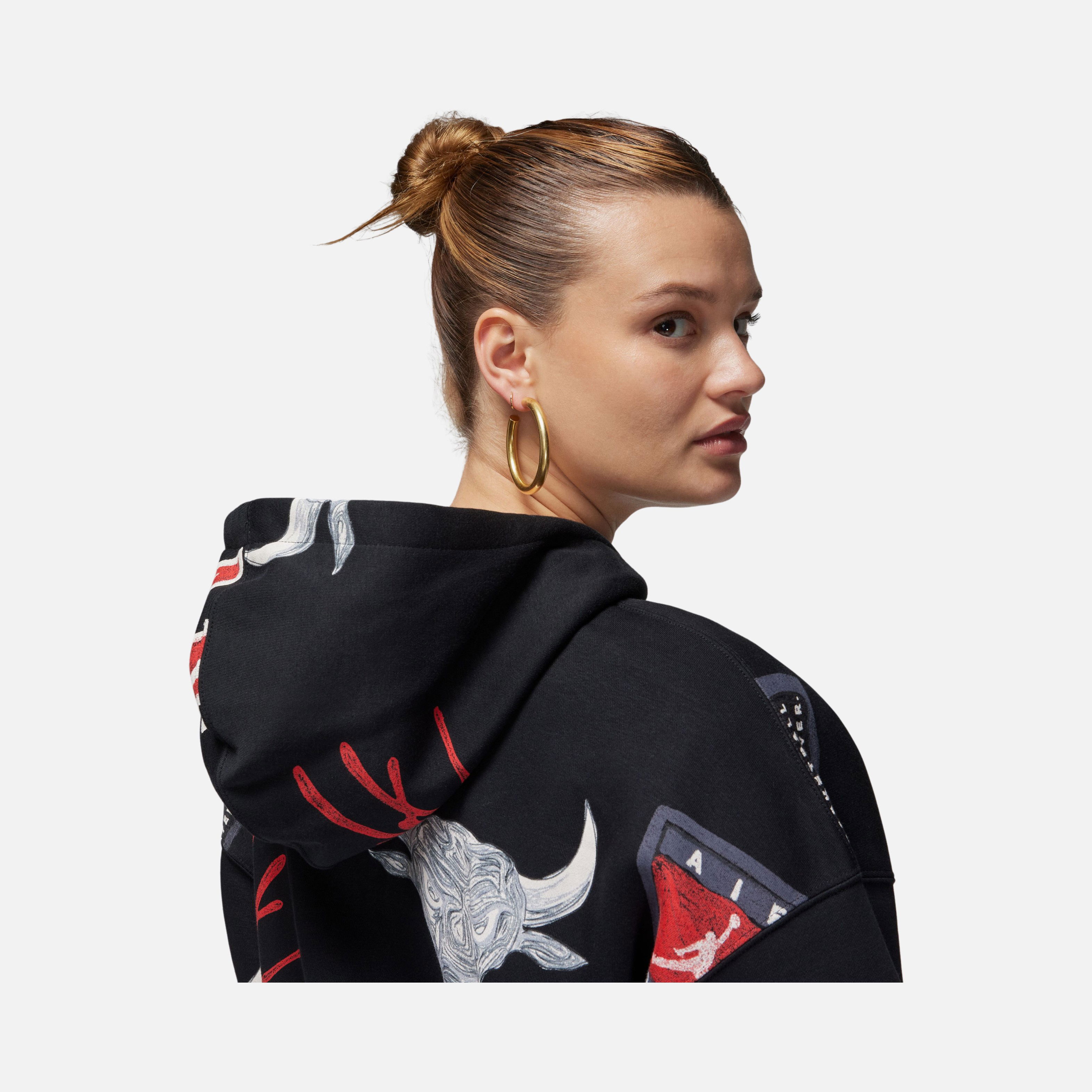 Nike Jordan Brooklyn All-Over Print Fleece Hoodie Kadın Sweatshirt