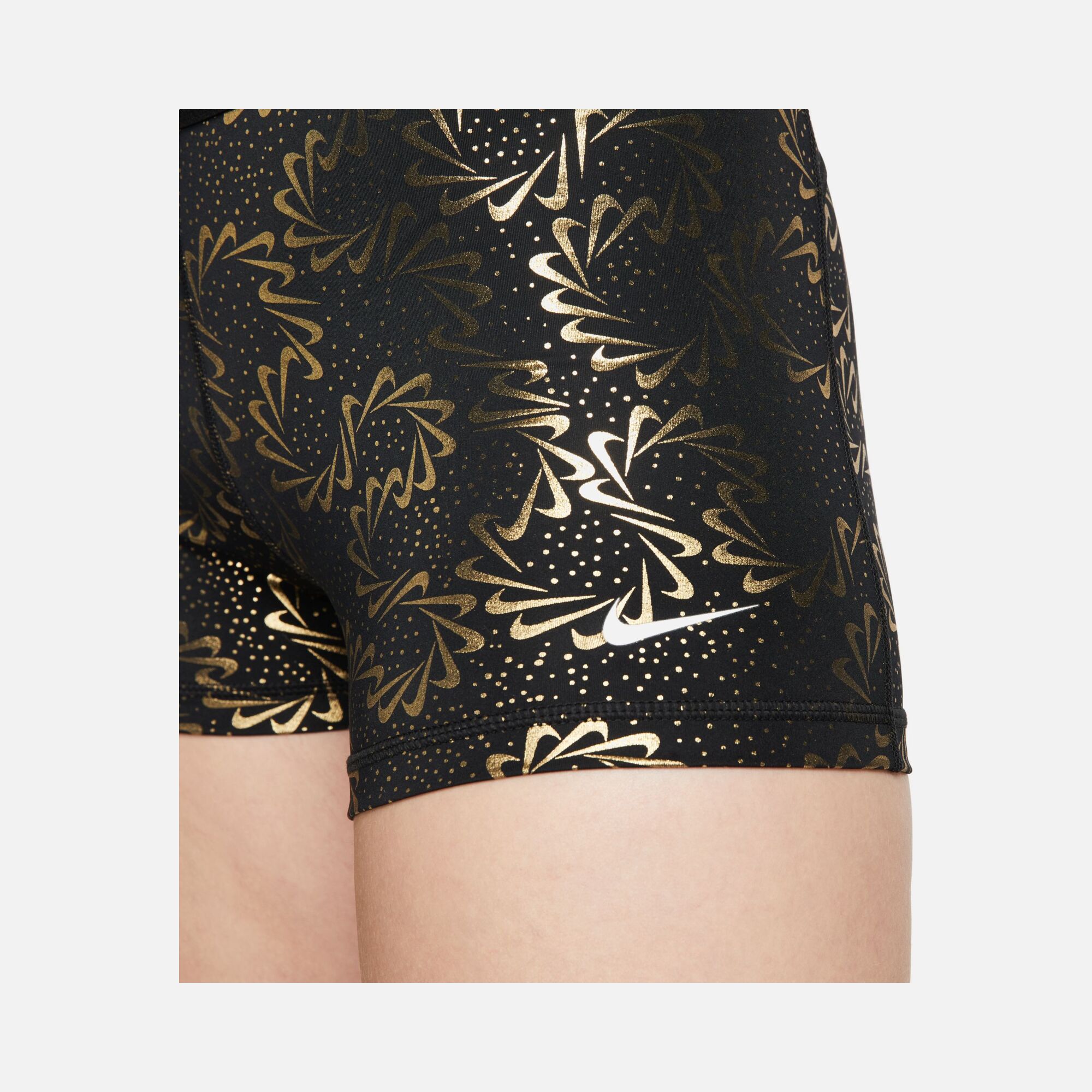 Nike Pro Dri-Fit Sparkle Swoosh Graphics 3 In Mid-Rise Training Kadın Şort