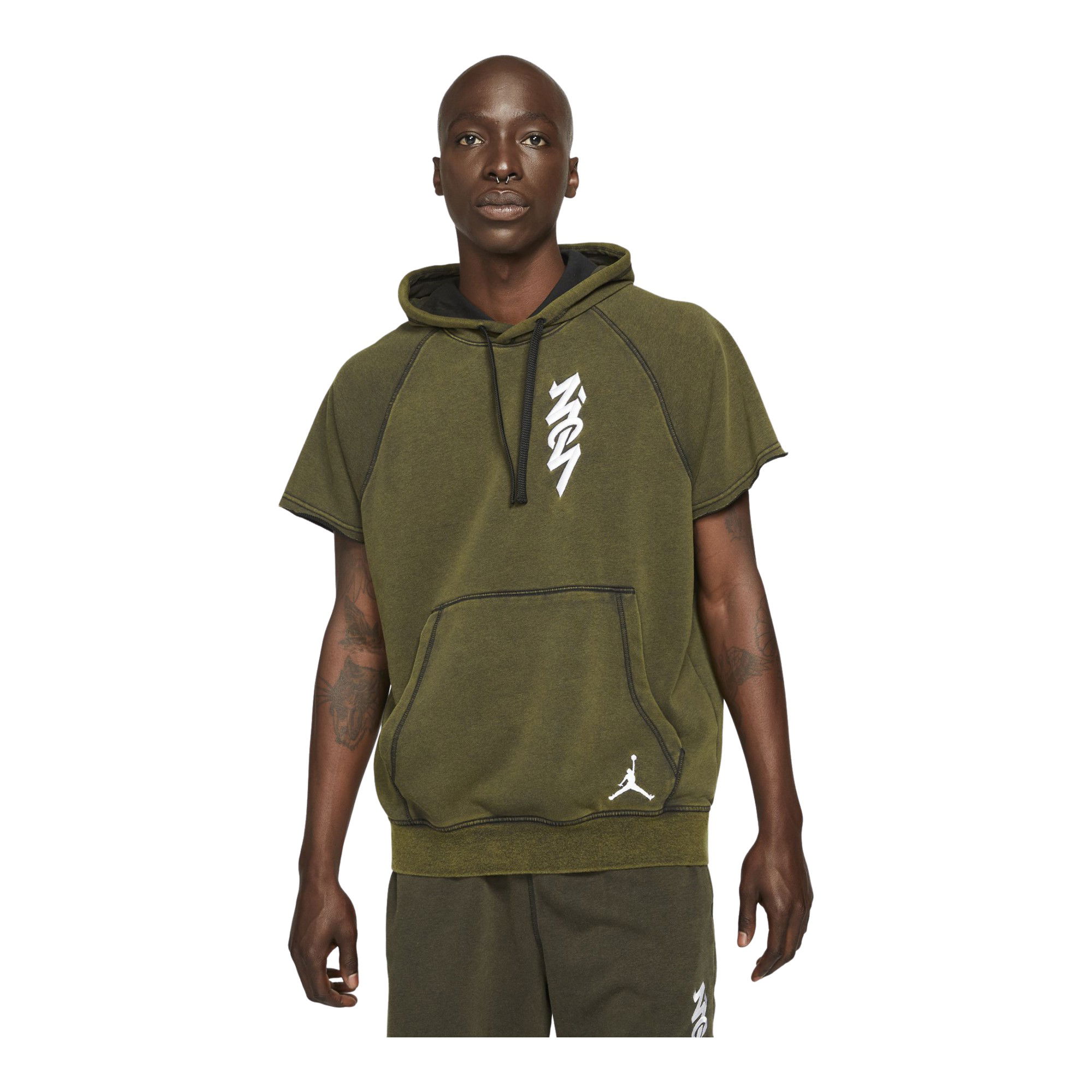 Nike Jordan Dri-Fit Zion Cutoff Short-Sleeve Hoodie Erkek Sweatshirt