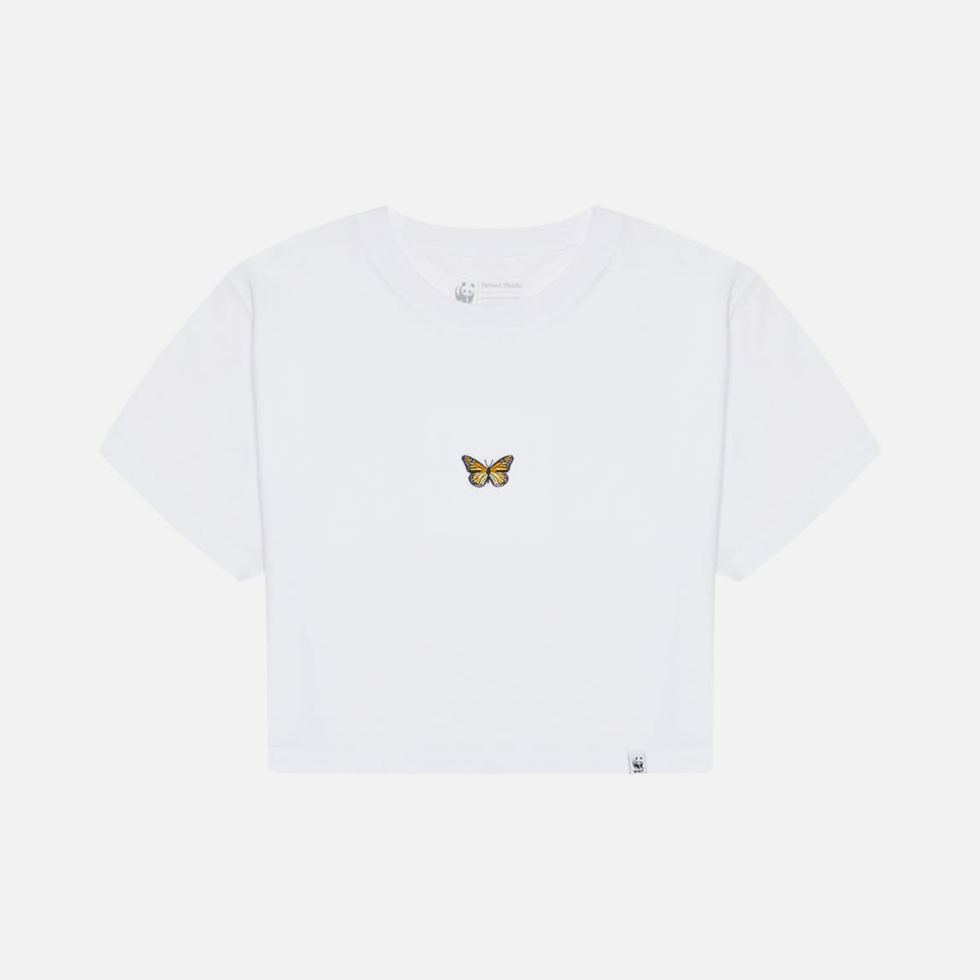 WWF Sportswear Monark Kelebeği Embroidered Cropped Short-Sleeve Kadın Tişört