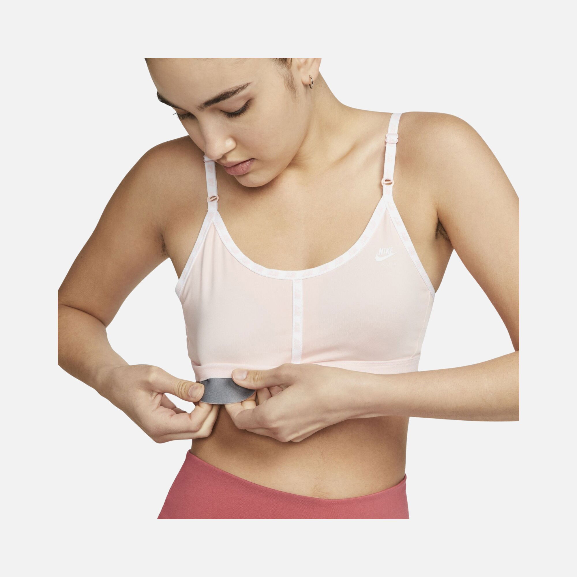 Nike Air Dri-Fit Indy Light-Support Padded Logo Tape Sports Kadın Bra