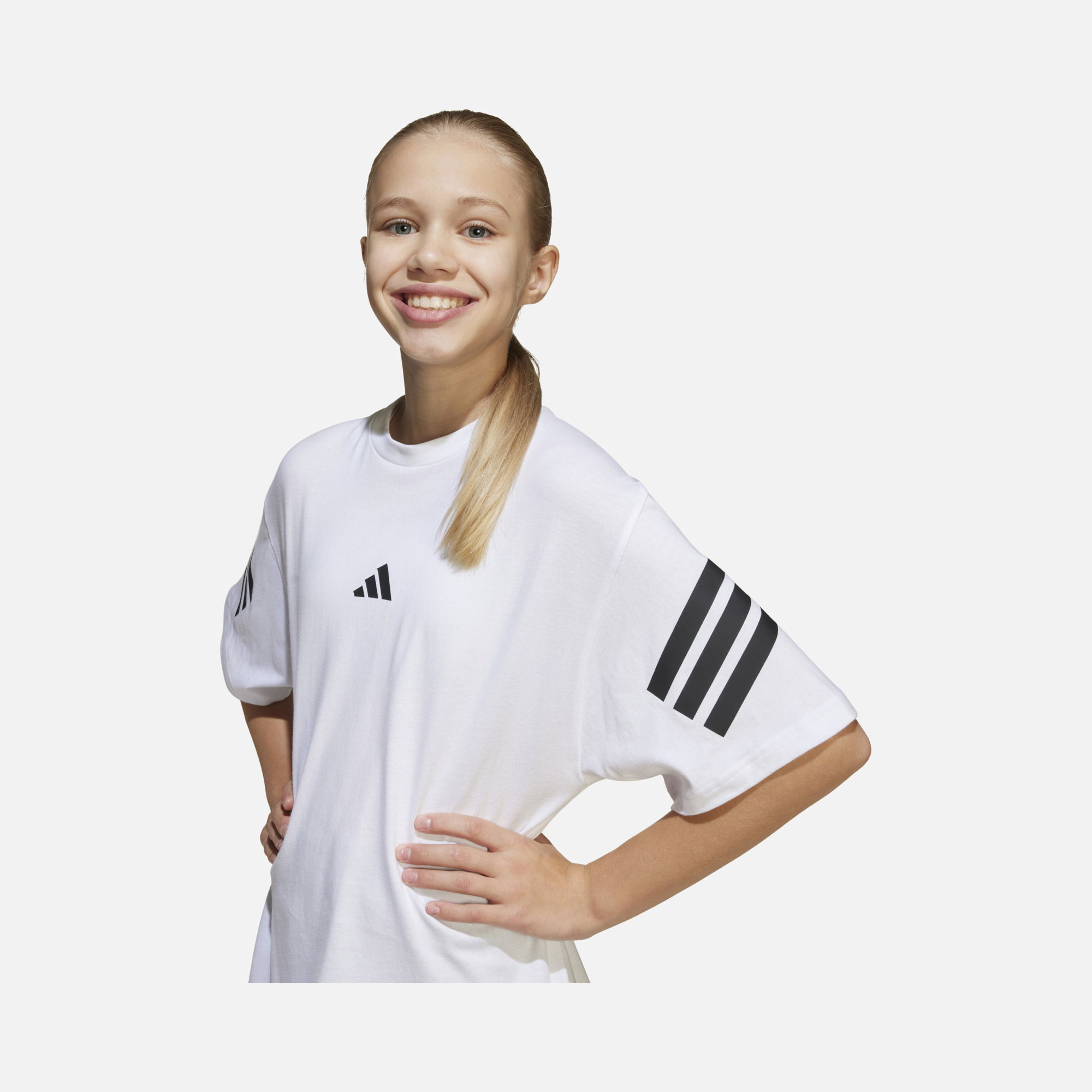 adidas Sportswear Future Icons 3-Stripes & 3-Bar Logo Detail Short-Sleeve Çocuk Tişört