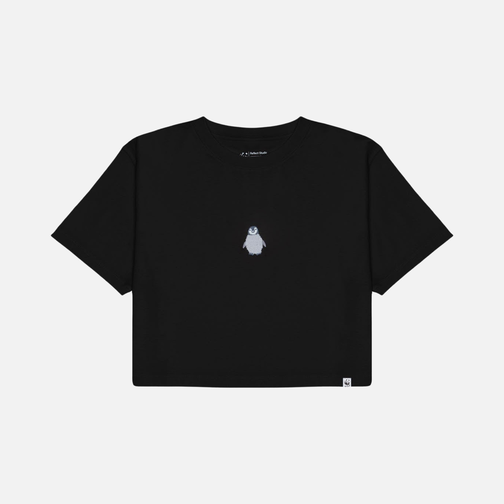 WWF Sportswear Yavru İmparator Penguen Embroidered Cropped Short-Sleeve Kadın Tişört