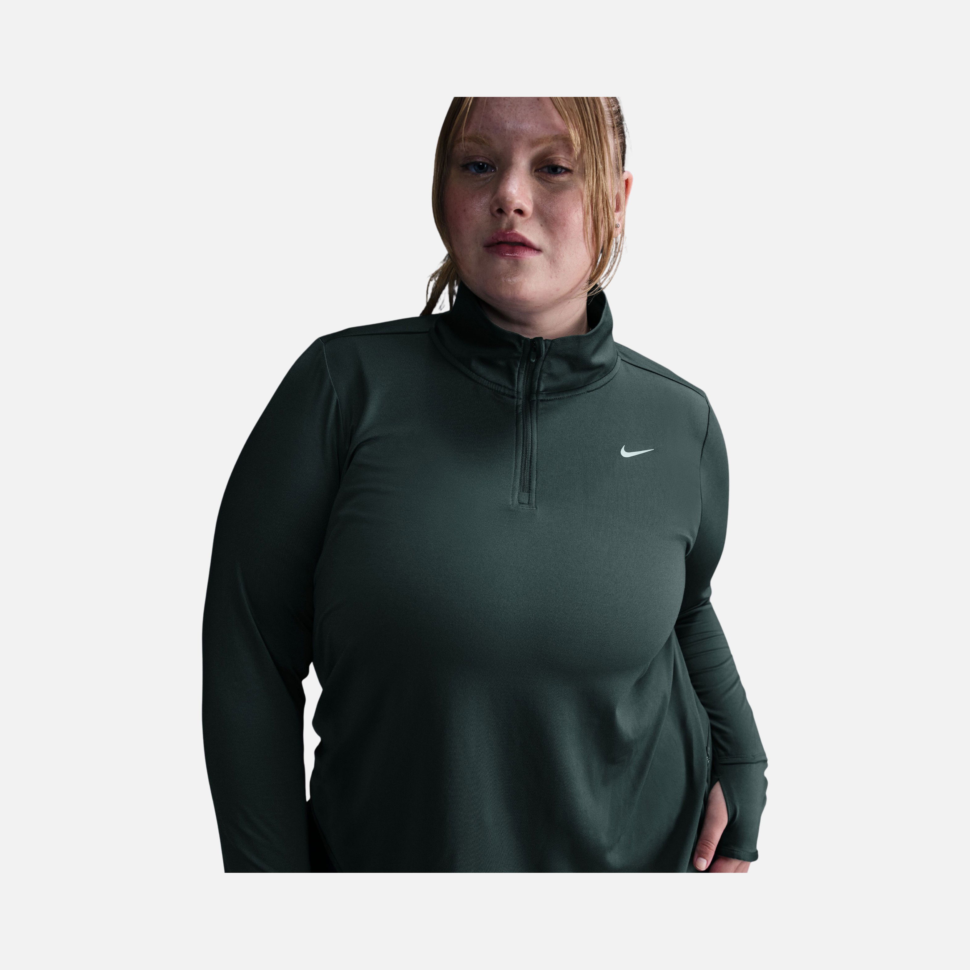 Nike Dri-Fit Swift UV 1/4-Zip Running Top Long-Sleeve (Plus Size) Kadın Tişört