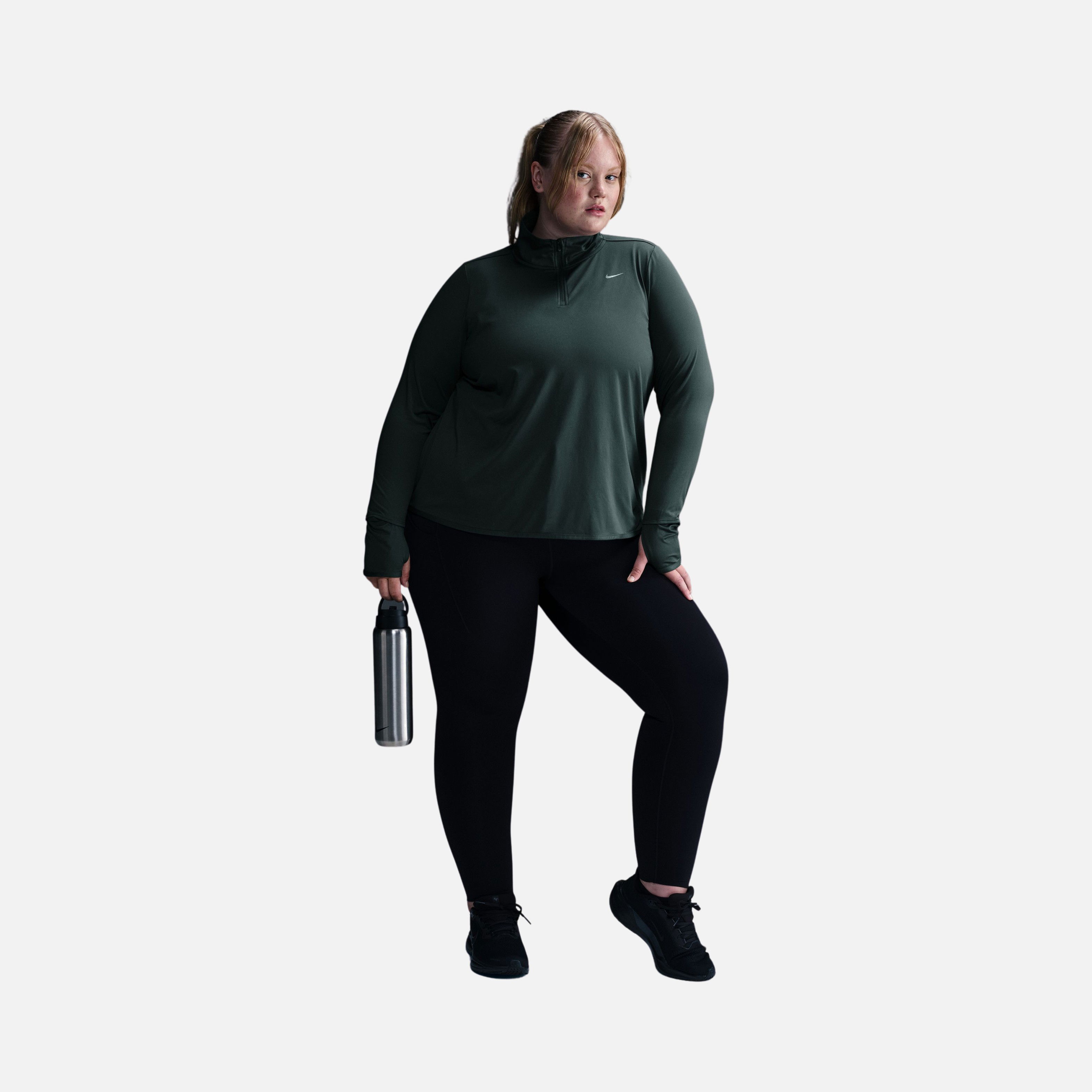 Nike Dri-Fit Swift UV 1/4-Zip Running Top Long-Sleeve (Plus Size) Kadın Tişört