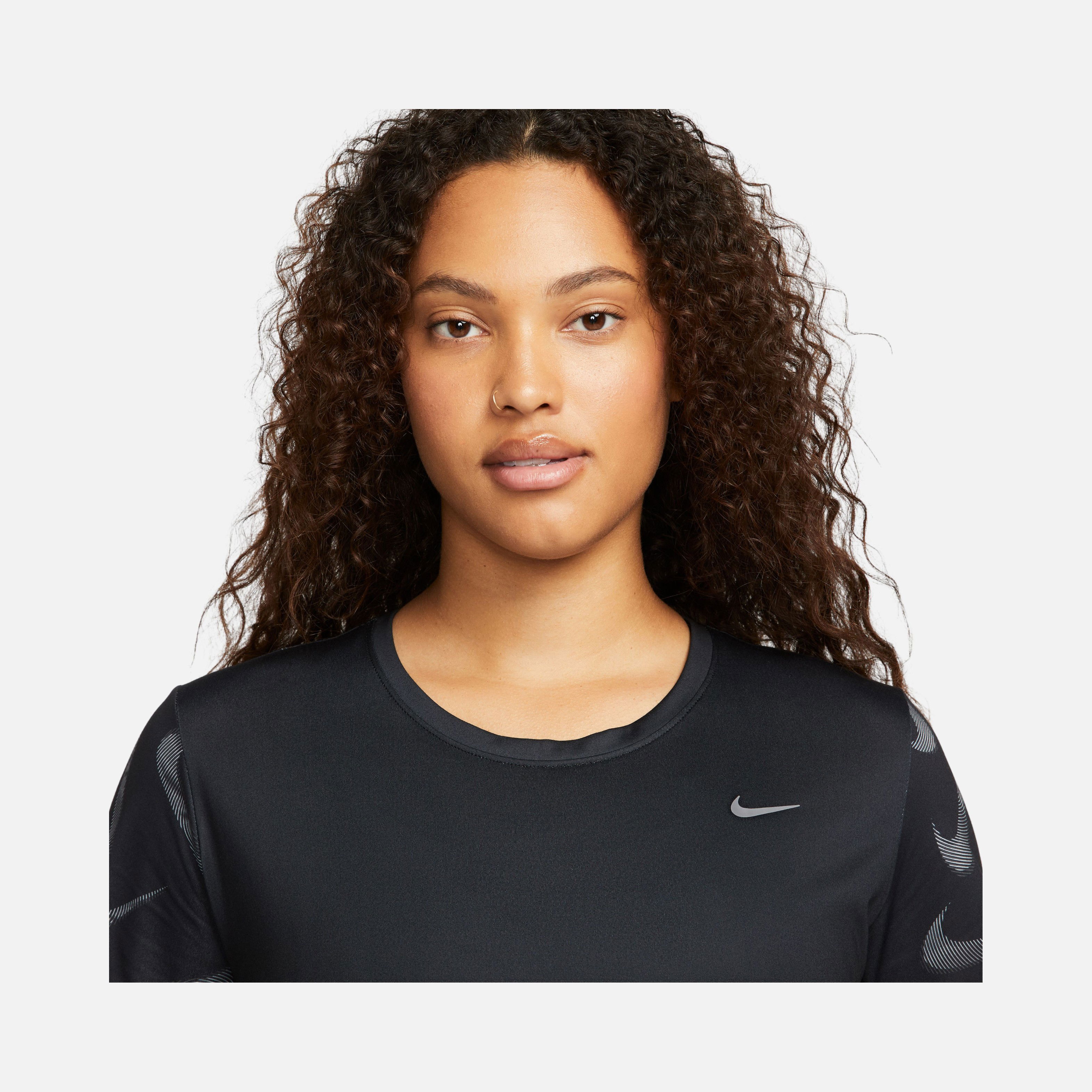 Nike Dri-Fit Swoosh Printed Crop Running Short-Sleeve Kadın Tişört