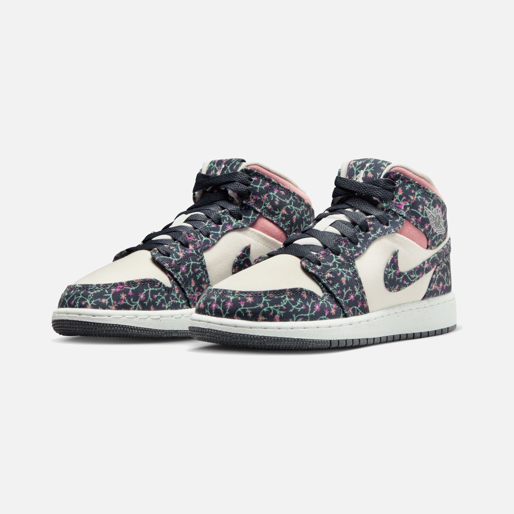 Nike Air Jordan 1 Mid SE ''Floral Canvas Details'' (GS) Spor Ayakkabı