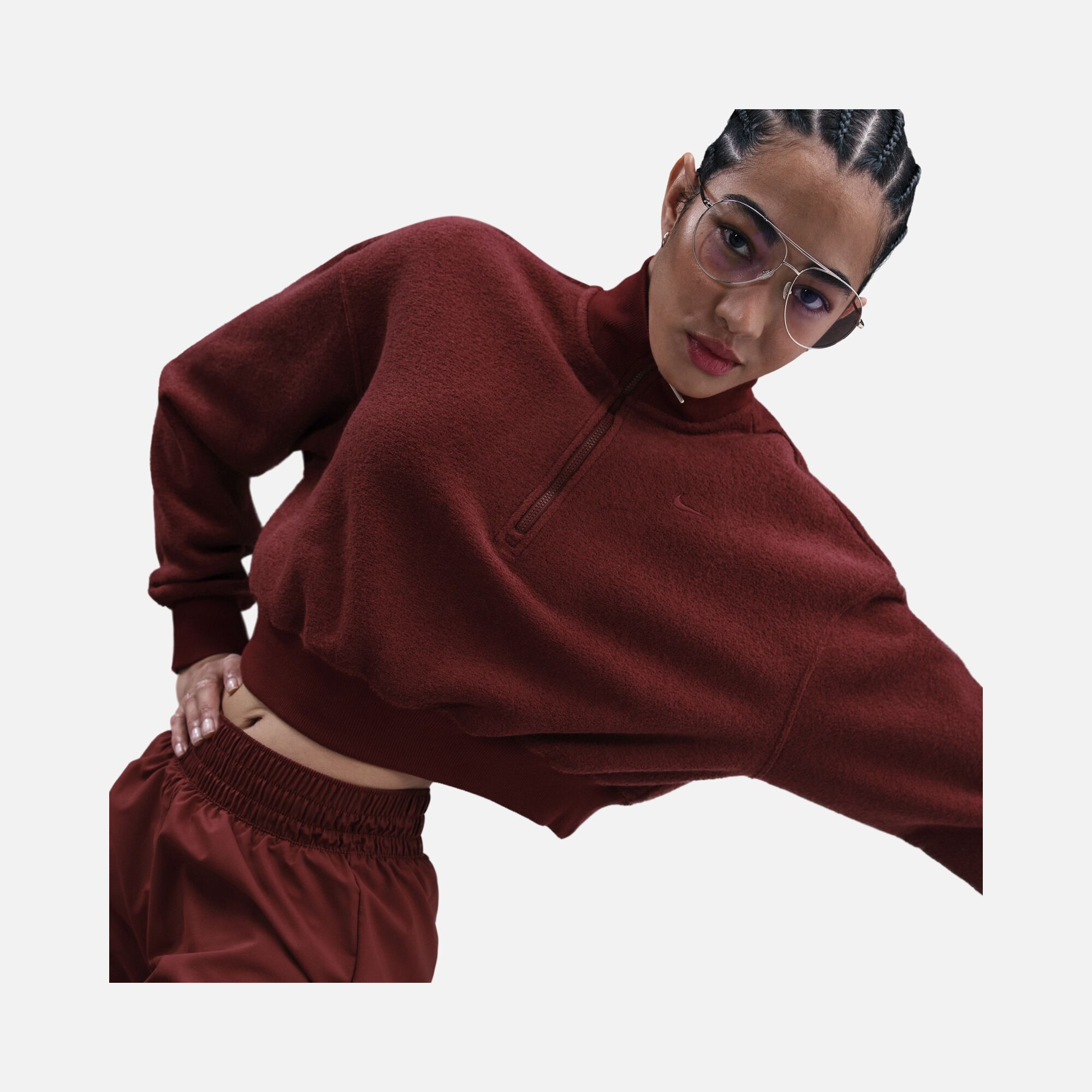 Nike Sportswear Phoenix Fleece Plush Oversized 1/4-Zip Cropped Cosy Kadın Sweatshirt