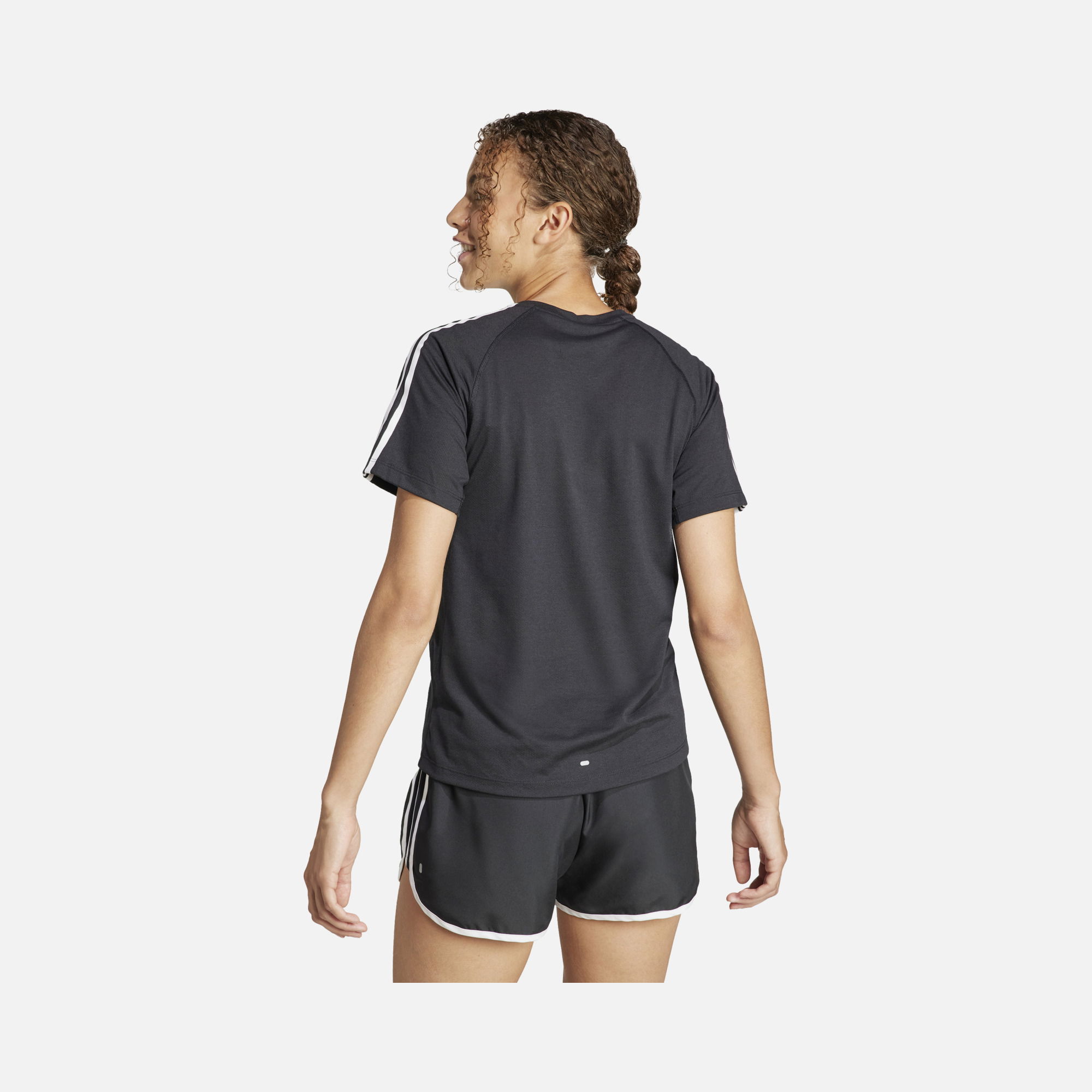 adidas AEROREADY Own the Run 3-Stripes Running Short-Sleeve Kadın Tişört