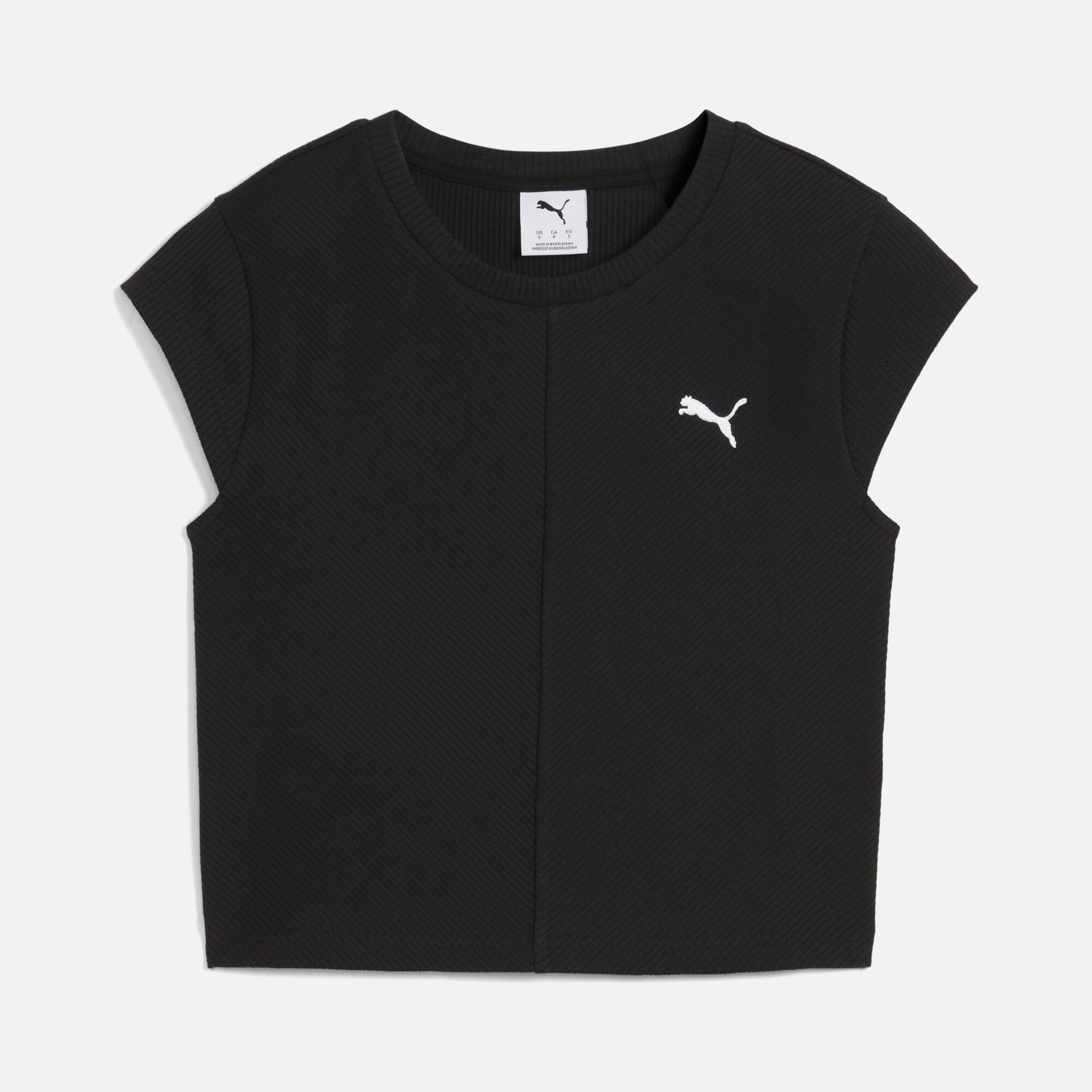 Puma Sportswear Wardrobe Essentials Ribbed Baby Cropped Short-Sleeve Kadın Tişört