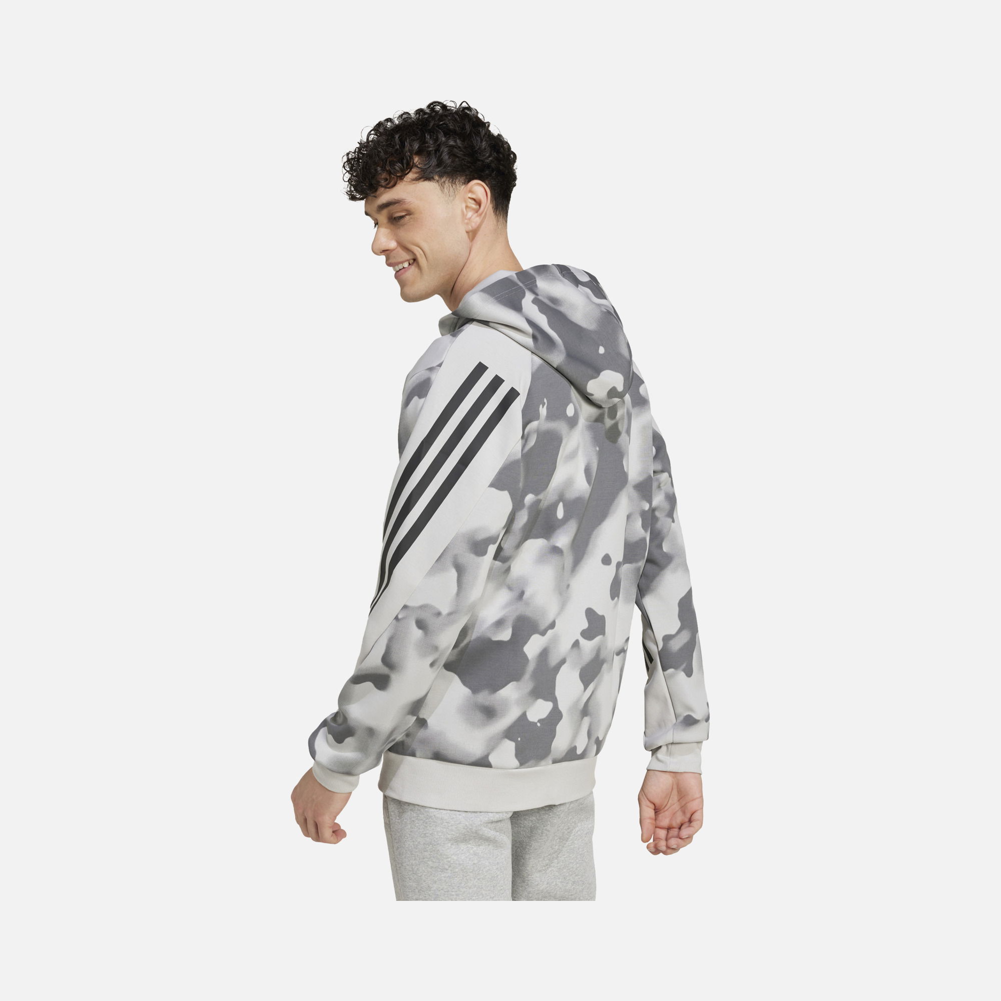 adidas Future Icons 3-Stripes Allover Print Full-Zip Hoodie Erkek Sweatshirt