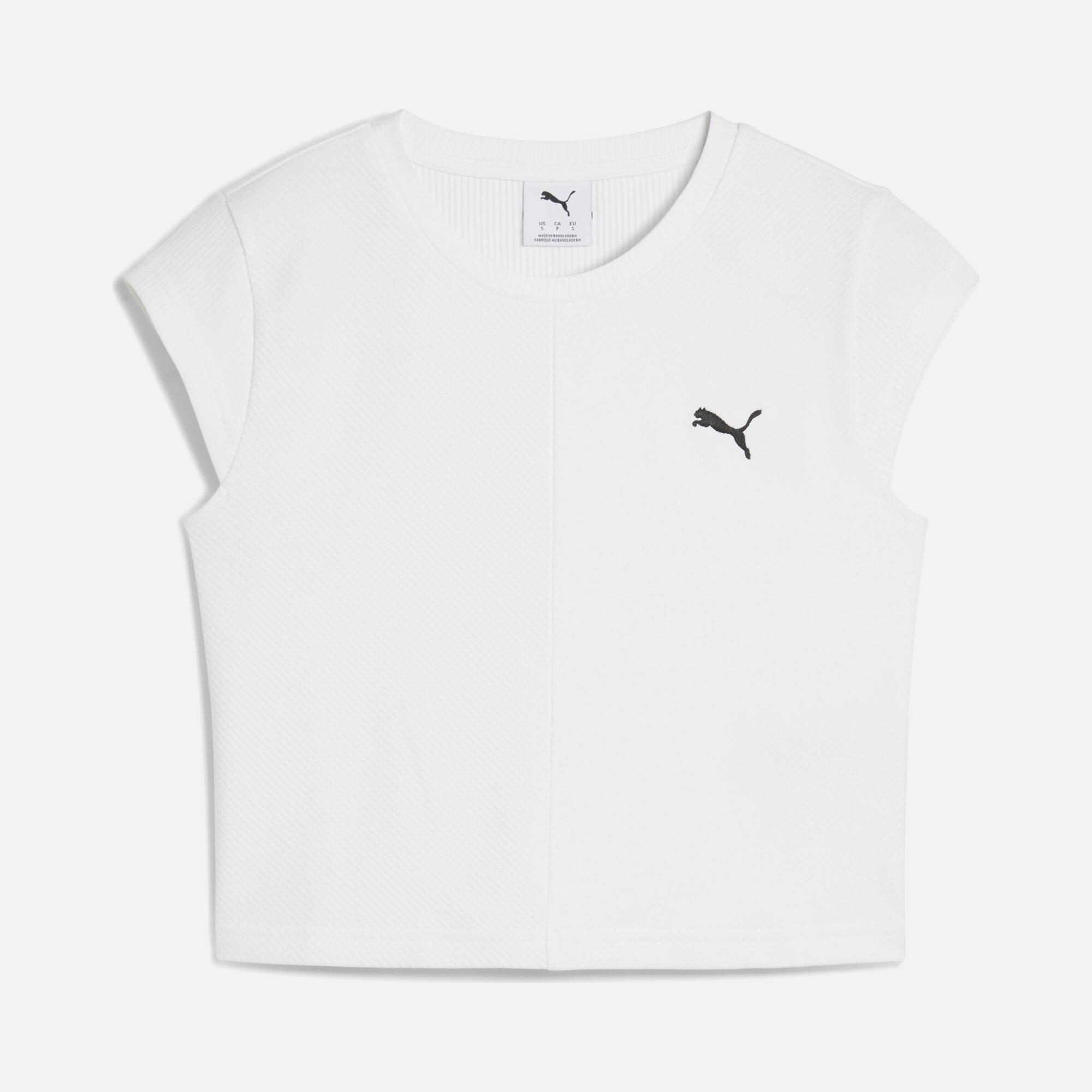 Puma Sportswear Wardrobe Essentials Ribbed Baby Cropped Short-Sleeve Kadın Tişört