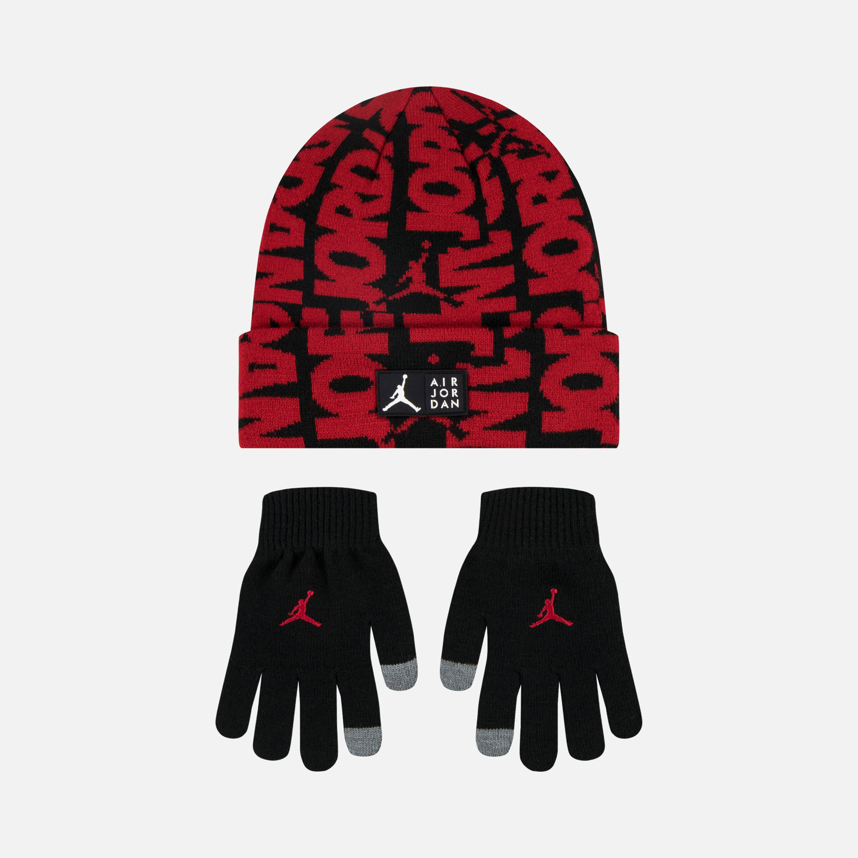 Nike Air Jordan All Over Print Eldiven & Bere Çocuk Set