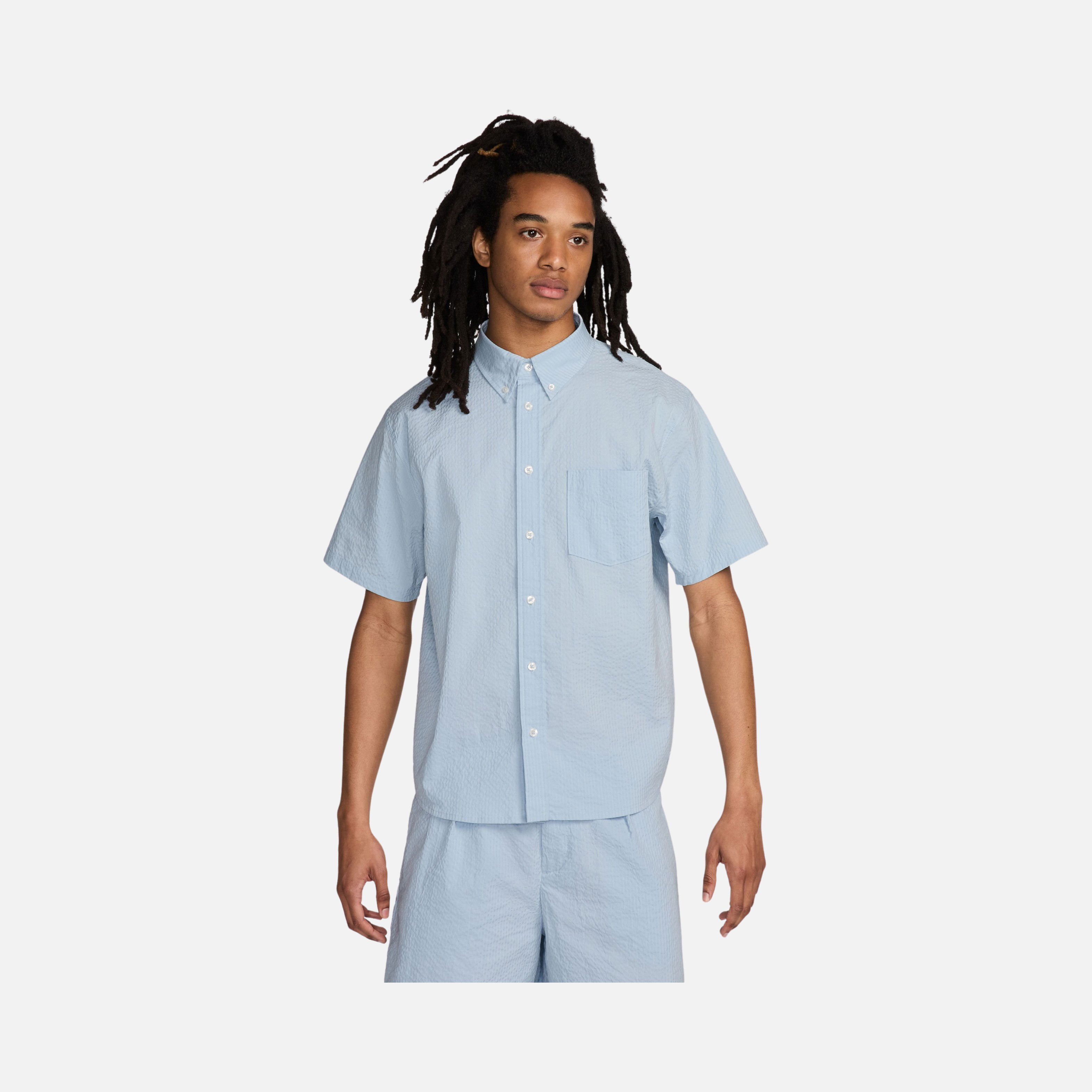 Nike Life Seersucker Fabric Button-Down Short-Sleeve Erkek Gömlek