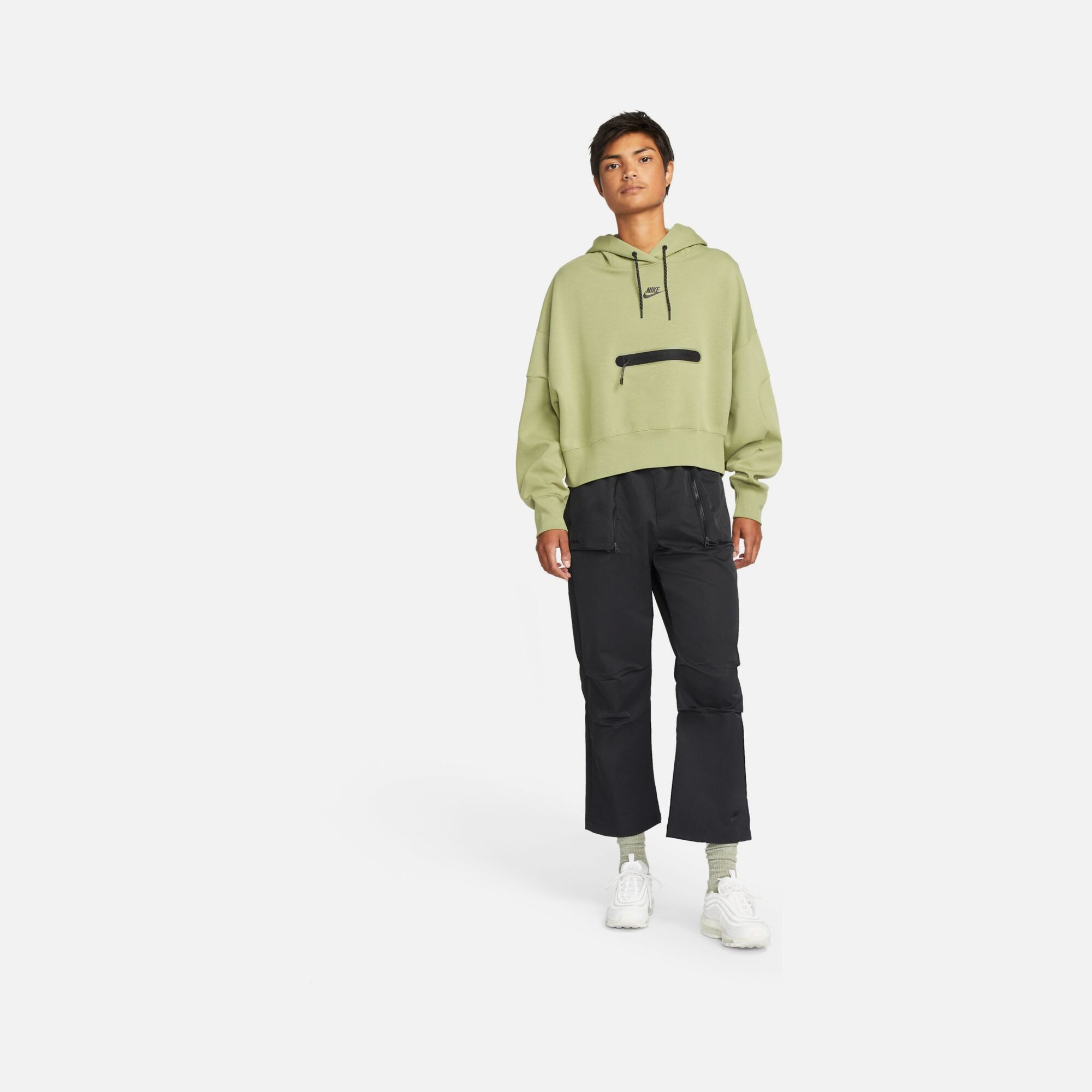 Nike Sportswear Tech Fleece Over-Oversized Crop Pullover Hoodie Kadın Sweatshirt