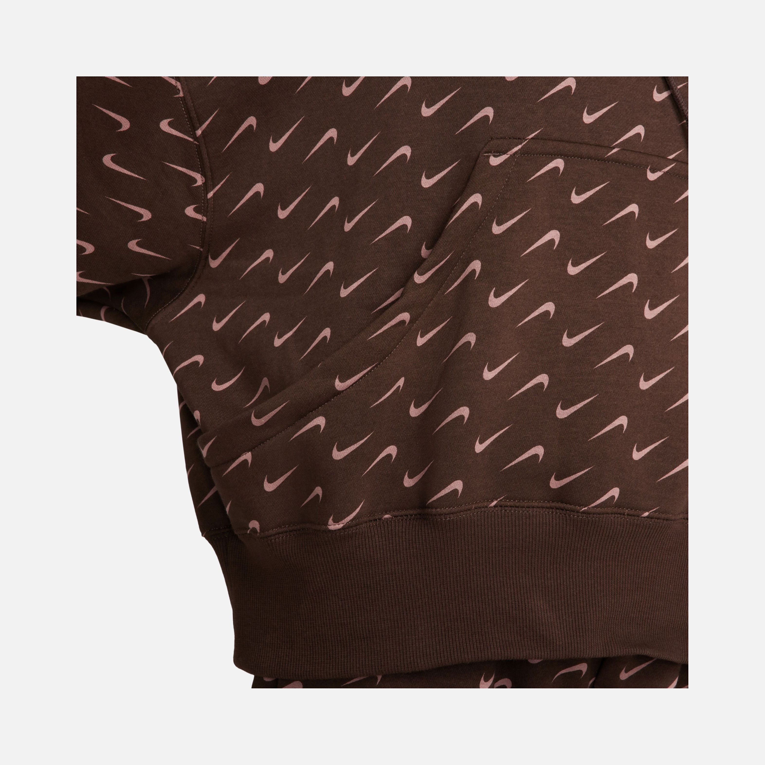 Nike Sportswear Phoenix Fleece Over-Oversized All-Over Print Pullover Hoodie Kadın Sweatshirt