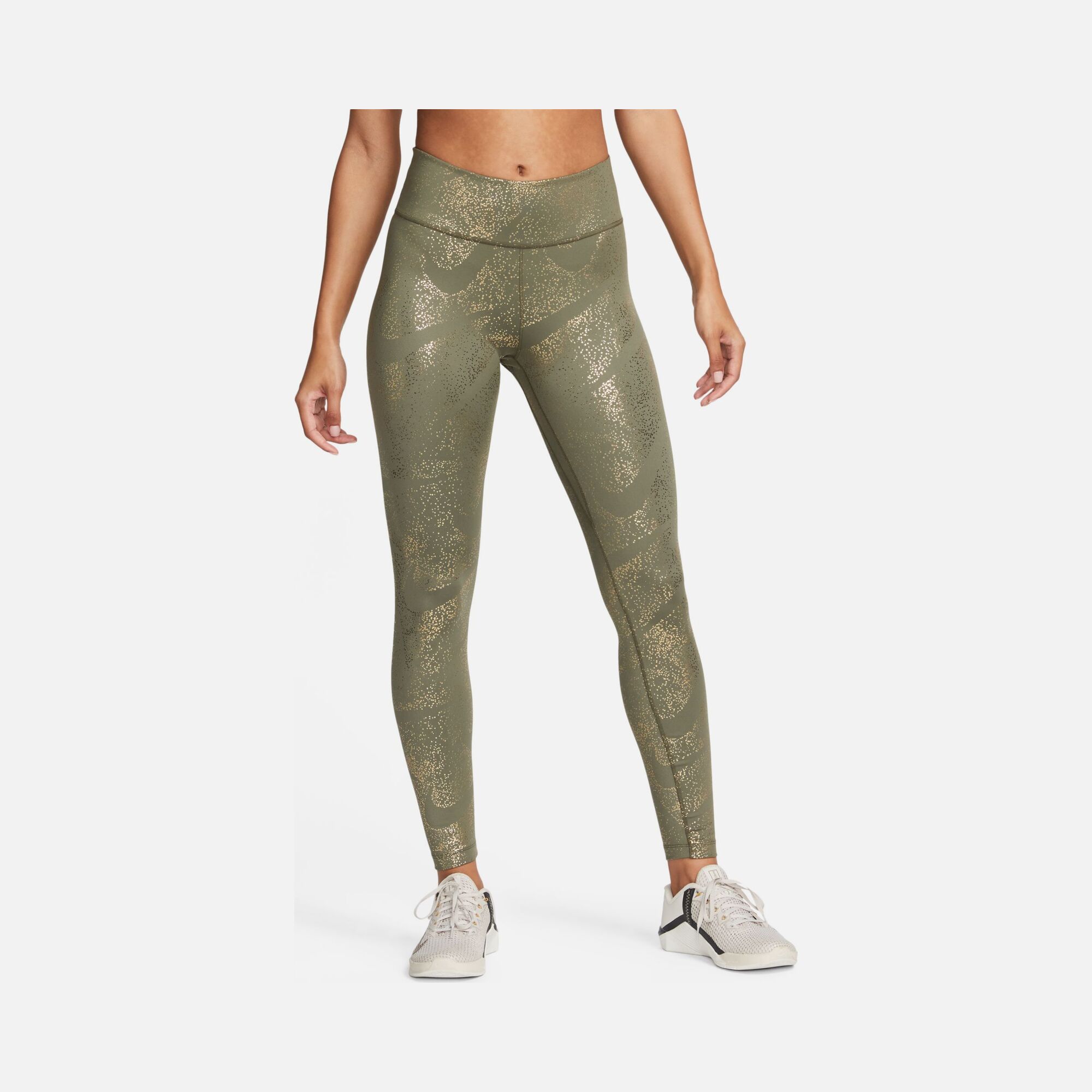 Nike One Dri-Fit Sparkle Swoosh Graphics Mid-Rise Training Kadın Tayt